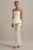 Ohio | Champagne Strapless Corset Maxi Dress sold by Club L London