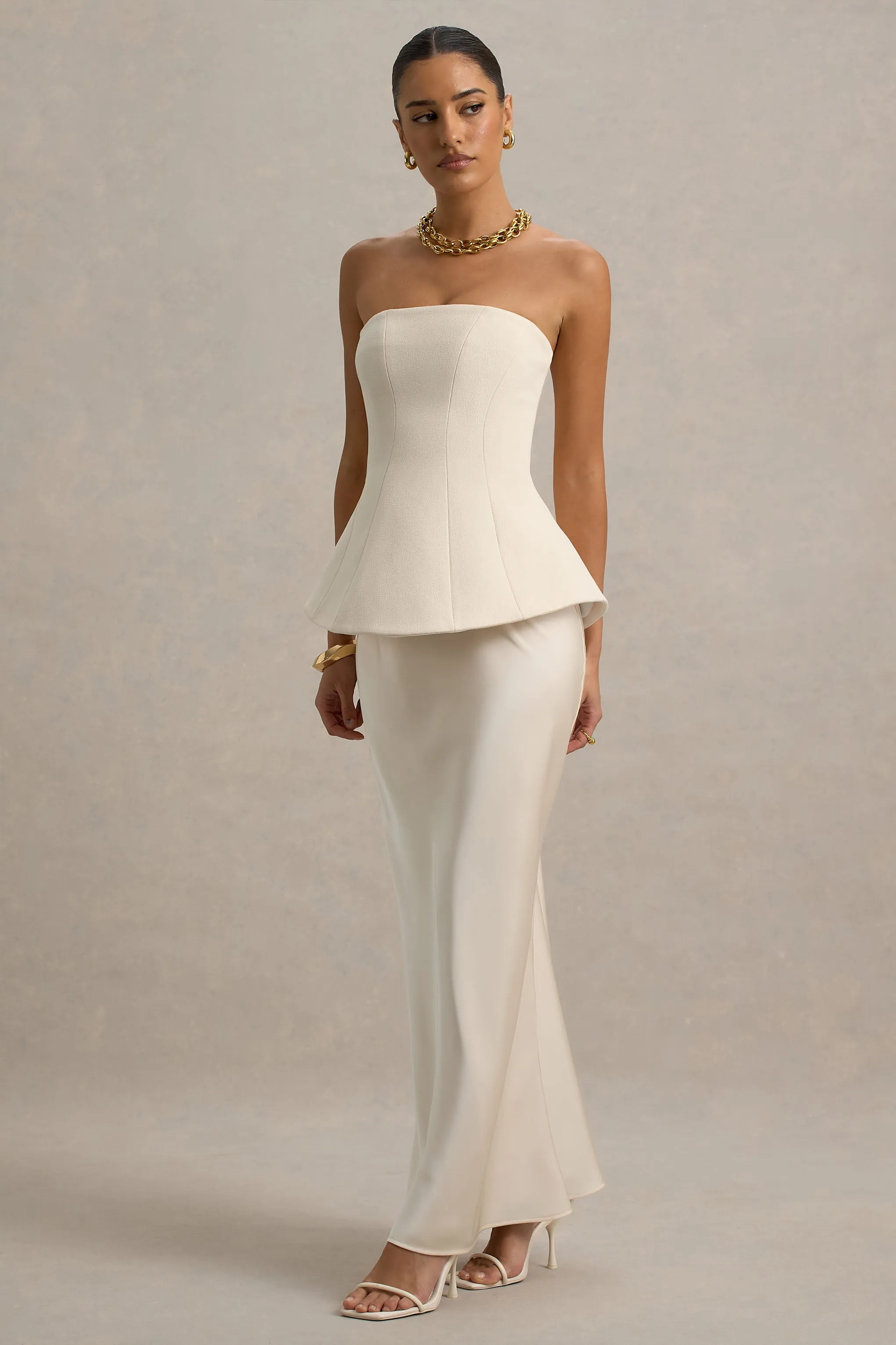 Ohio | Champagne Strapless Corset Maxi Dress sold by Club L London product image thumbnail 5