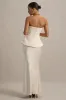 Ohio | Champagne Strapless Corset Maxi Dress sold by Club L London
