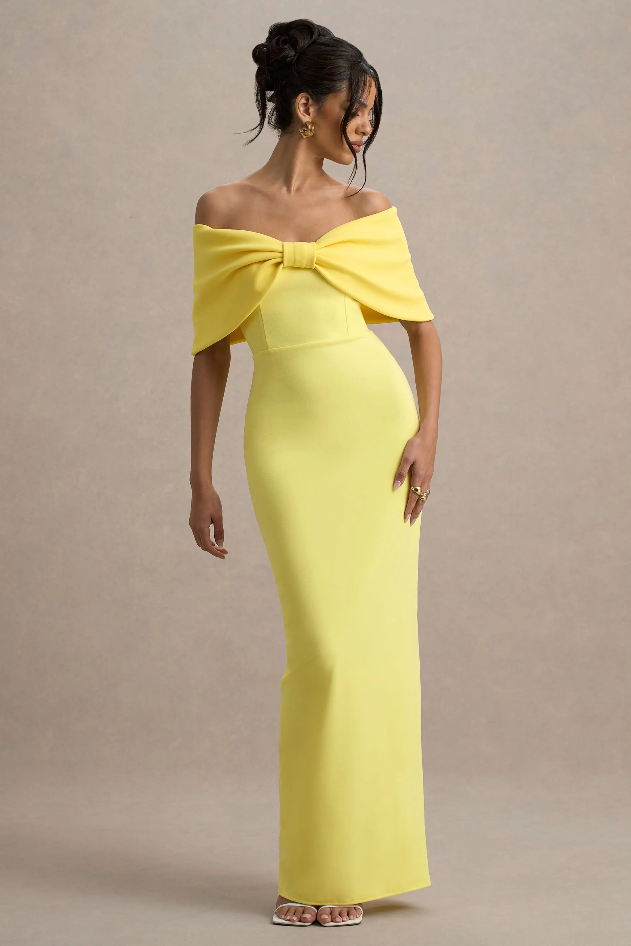 Cornelia | Lemon Strapless Maxi Dress With Oversized Bow sold by Club L London product image thumbnail 4
