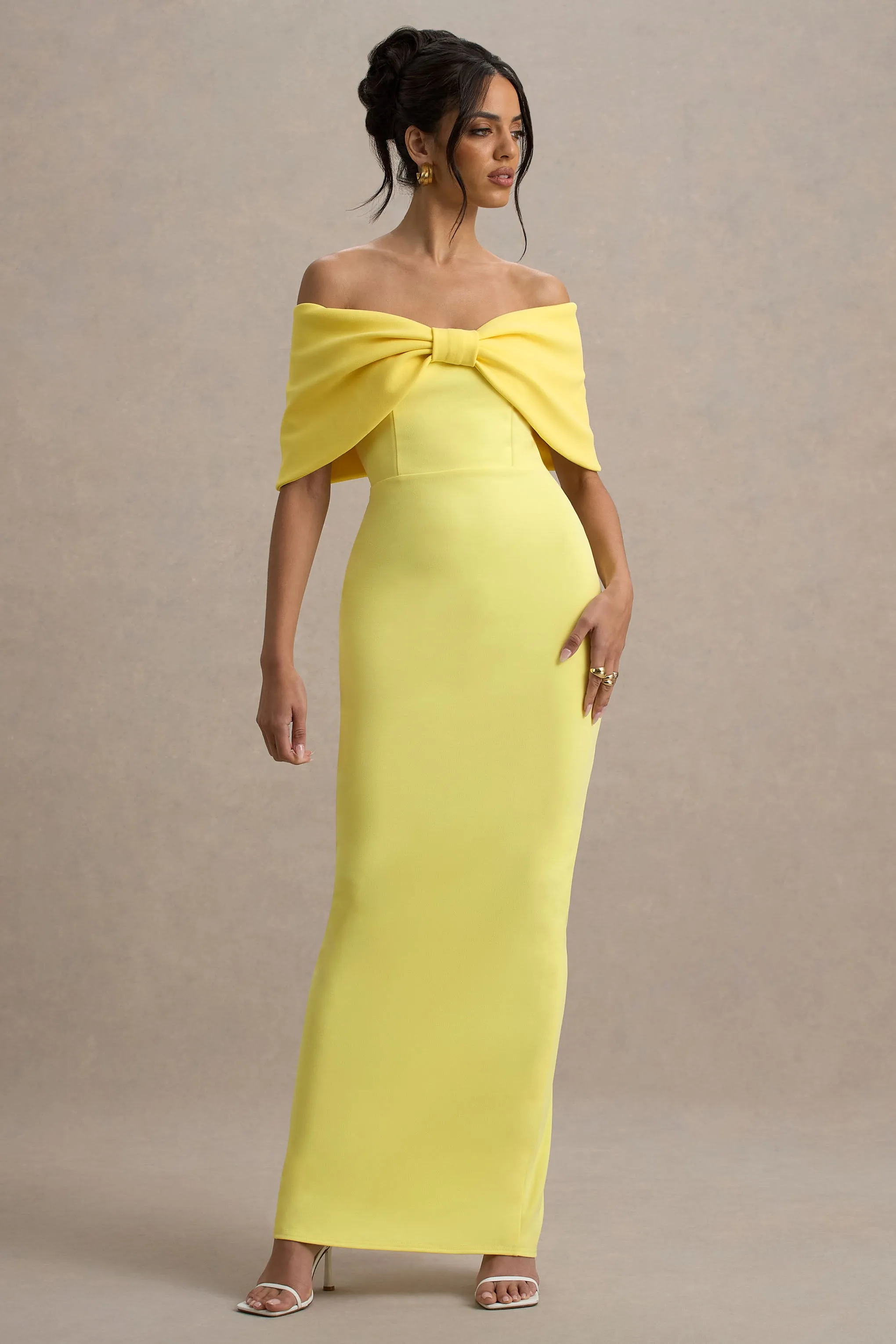 Cornelia | Lemon Strapless Maxi Dress With Oversized Bow sold by Club L London product image thumbnail 5