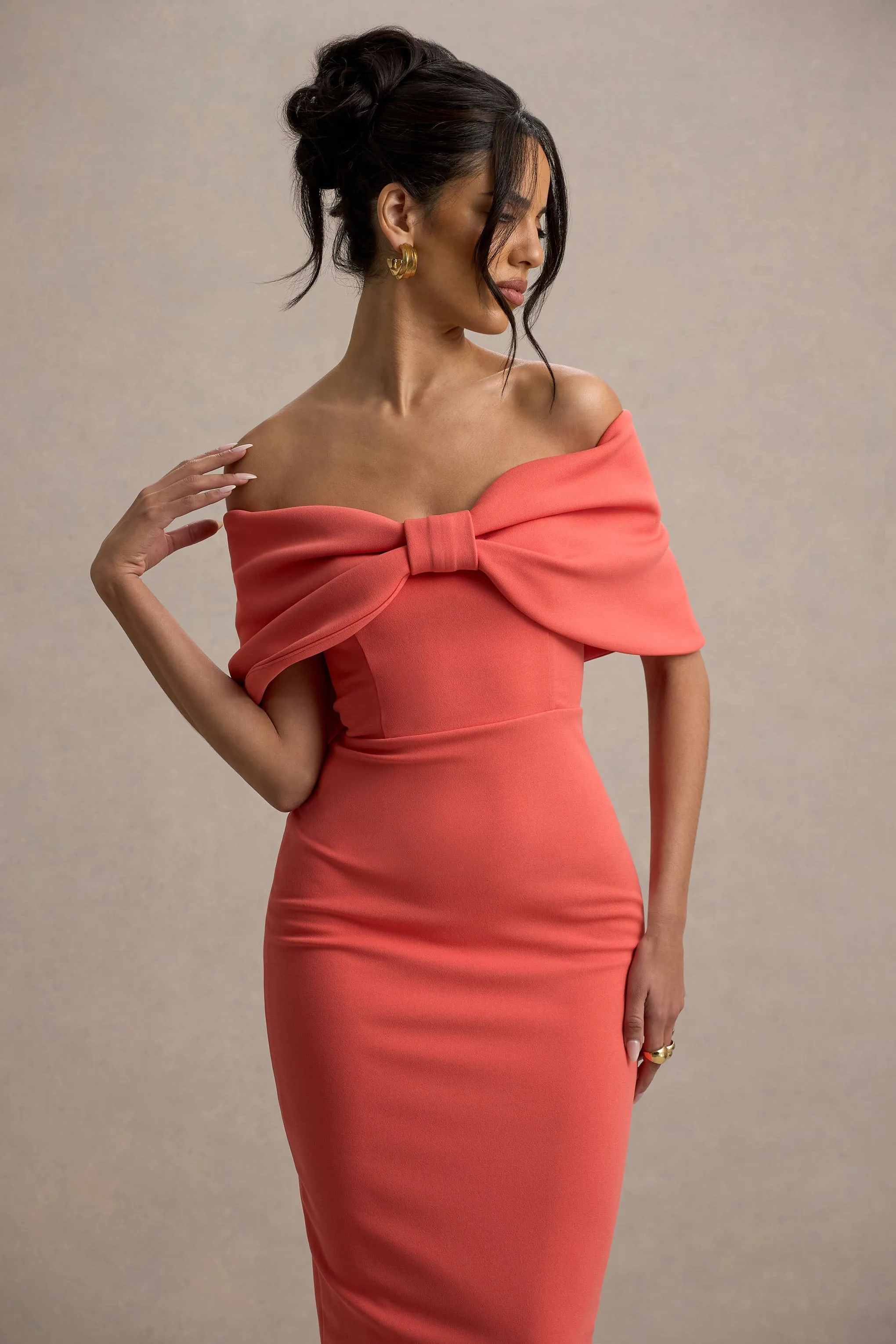 Cornelia | Orange Strapless Maxi Dress With Oversized Bow sold by Club L London product image thumbnail 3