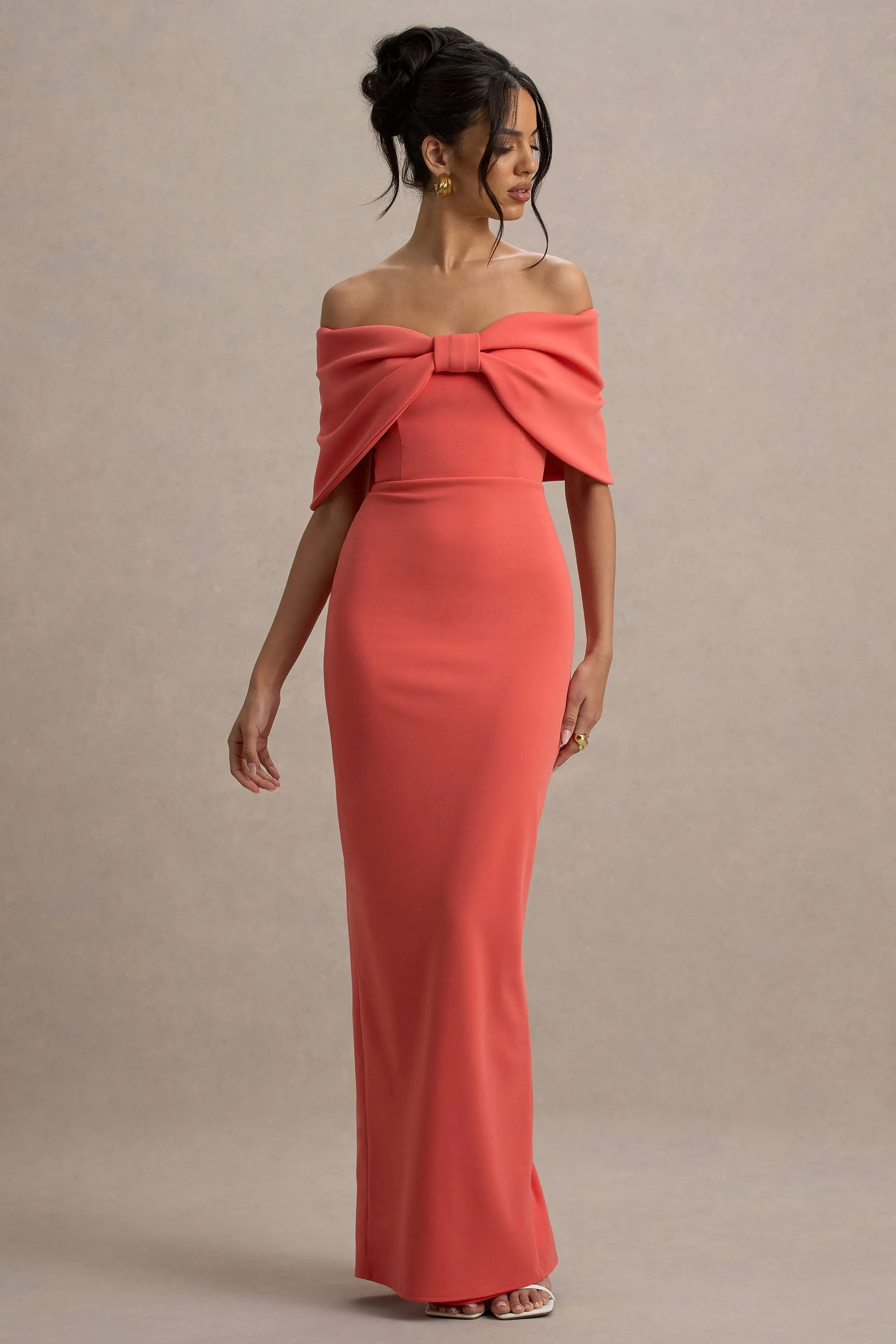 Cornelia | Orange Strapless Maxi Dress With Oversized Bow sold by Club L London product image thumbnail 4