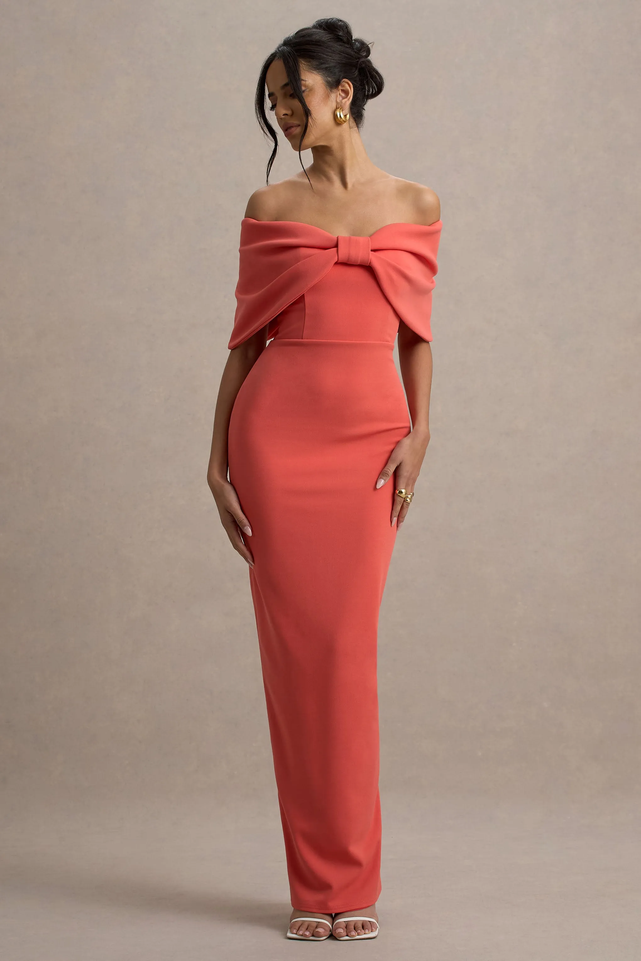Cornelia | Orange Strapless Maxi Dress With Oversized Bow sold by Club L London product image thumbnail 5
