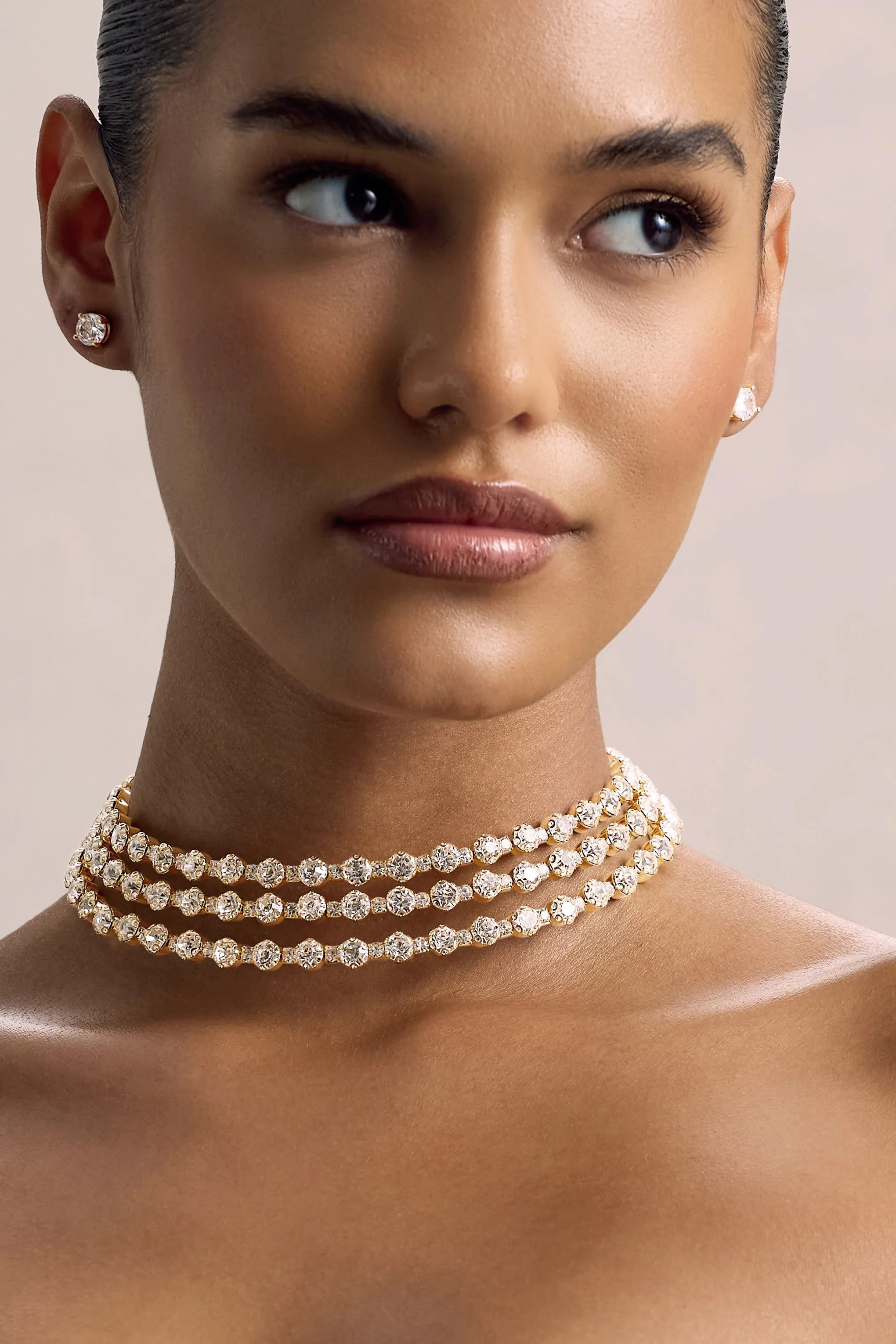 Vivid | Gold Diamante Necklace sold by Club L London product image thumbnail 3