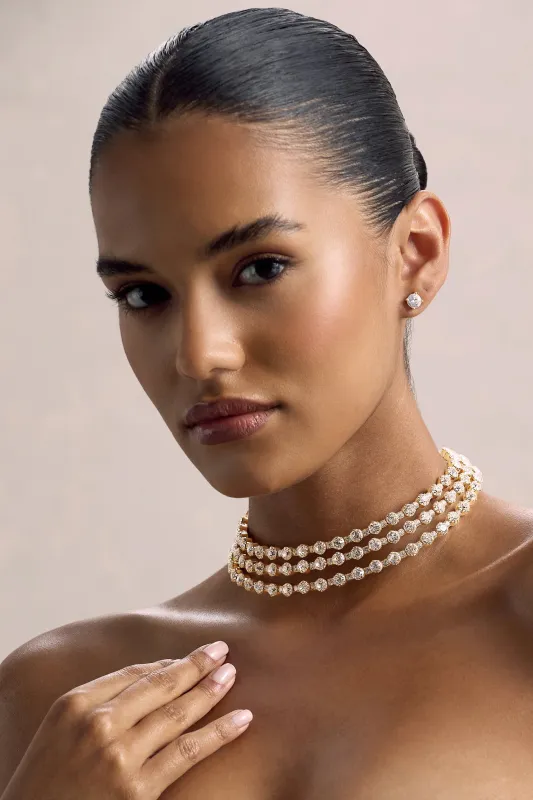 Vivid | Gold Diamante Necklace sold by Club L London