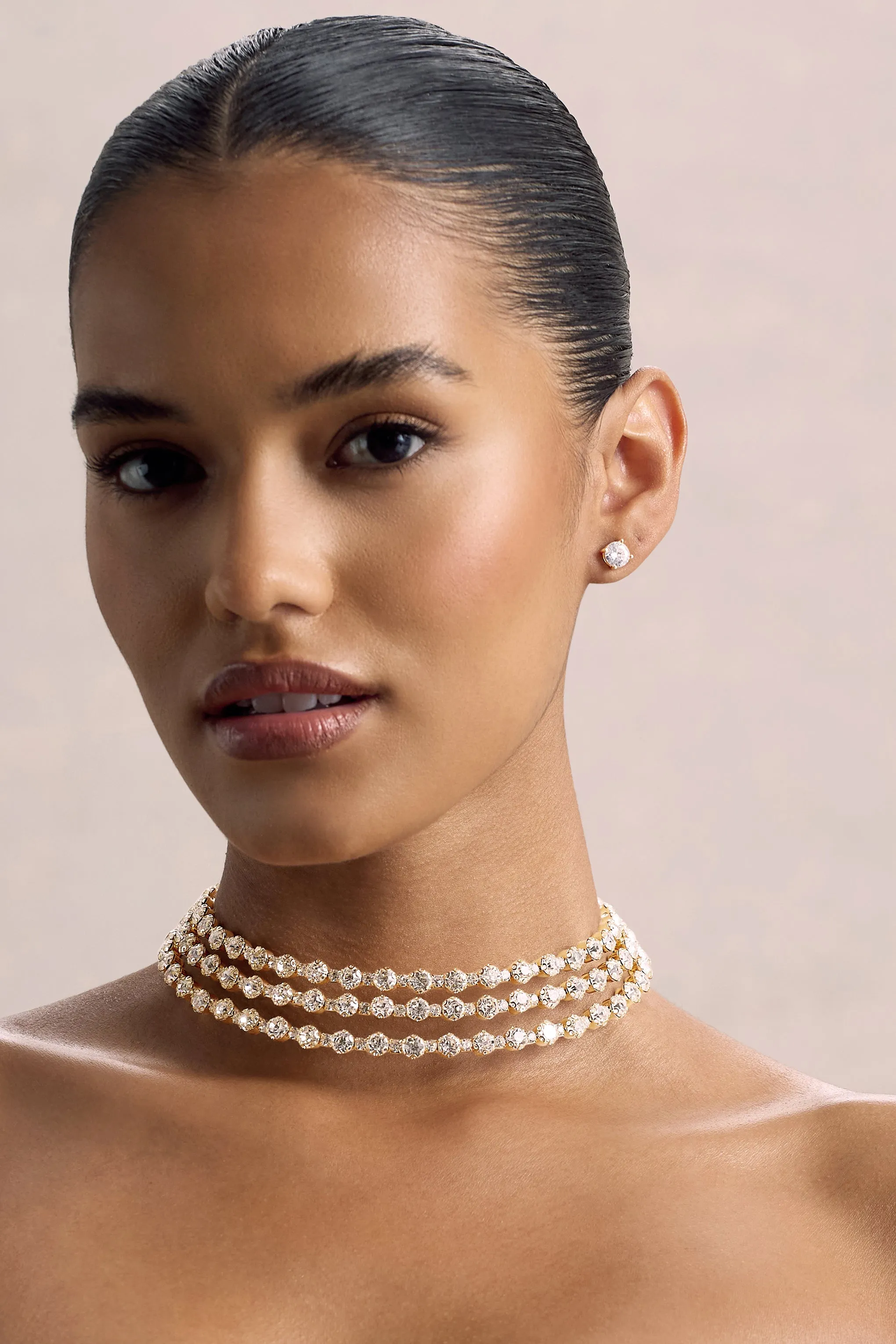 Vivid | Gold Diamante Necklace sold by Club L London product image thumbnail 4