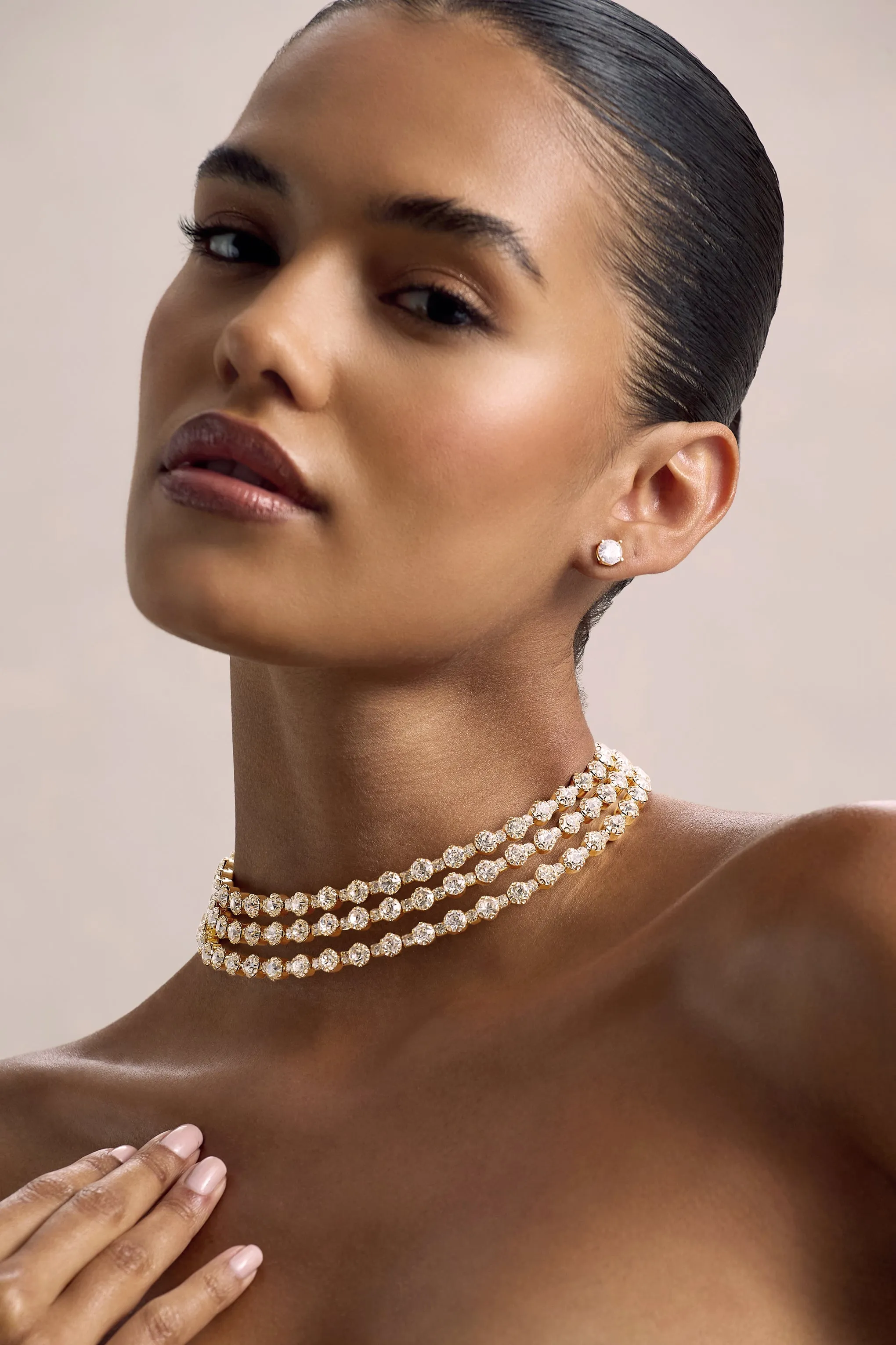 Vivid | Gold Diamante Necklace sold by Club L London product image thumbnail 5