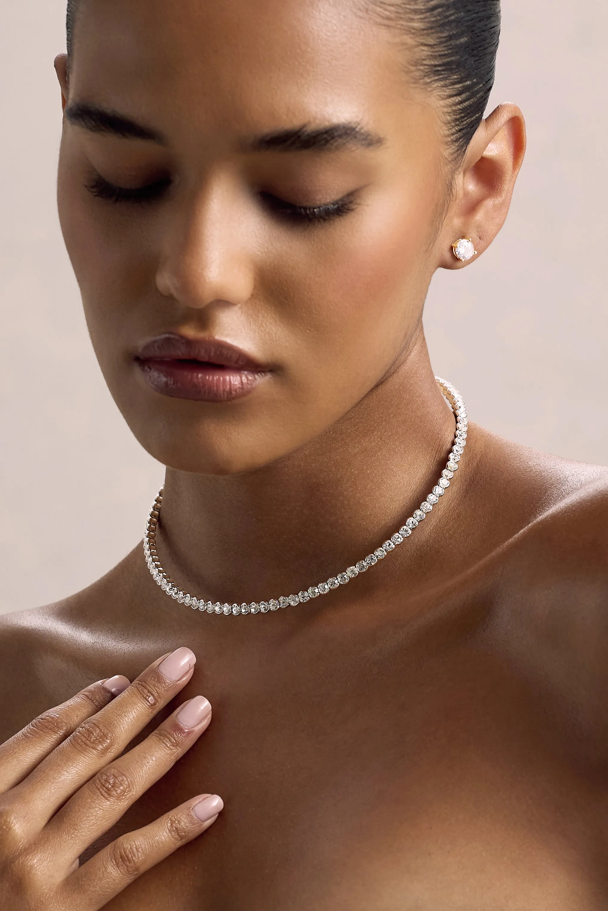 Luminara | Silver Diamante Necklace sold by Club L London