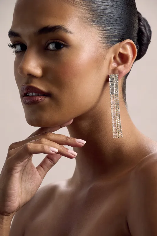 Alta | Gold Diamante Tassel Earrings sold by Club L London