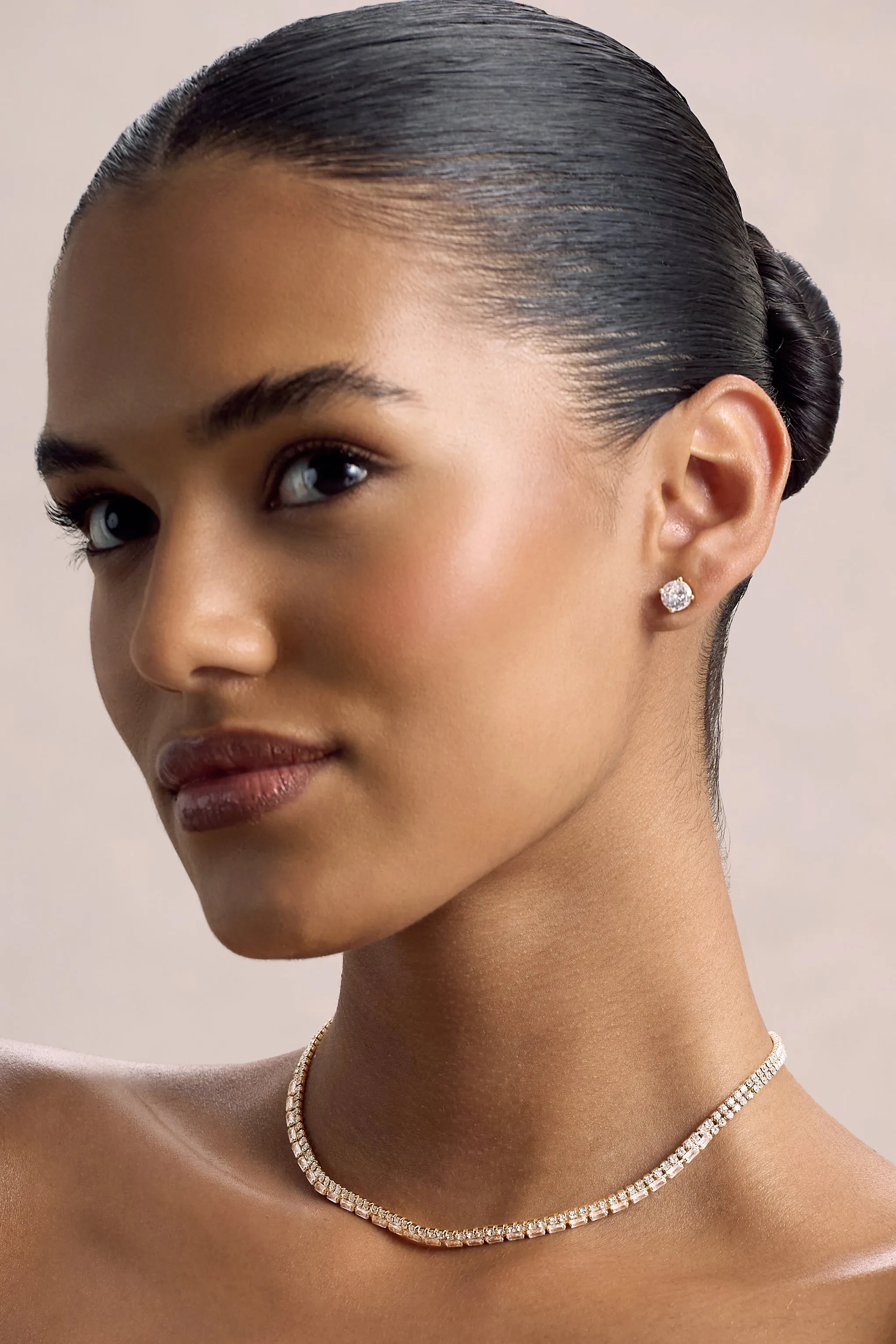 Dara | Gold Diamante Necklace sold by Club L London product image thumbnail 3