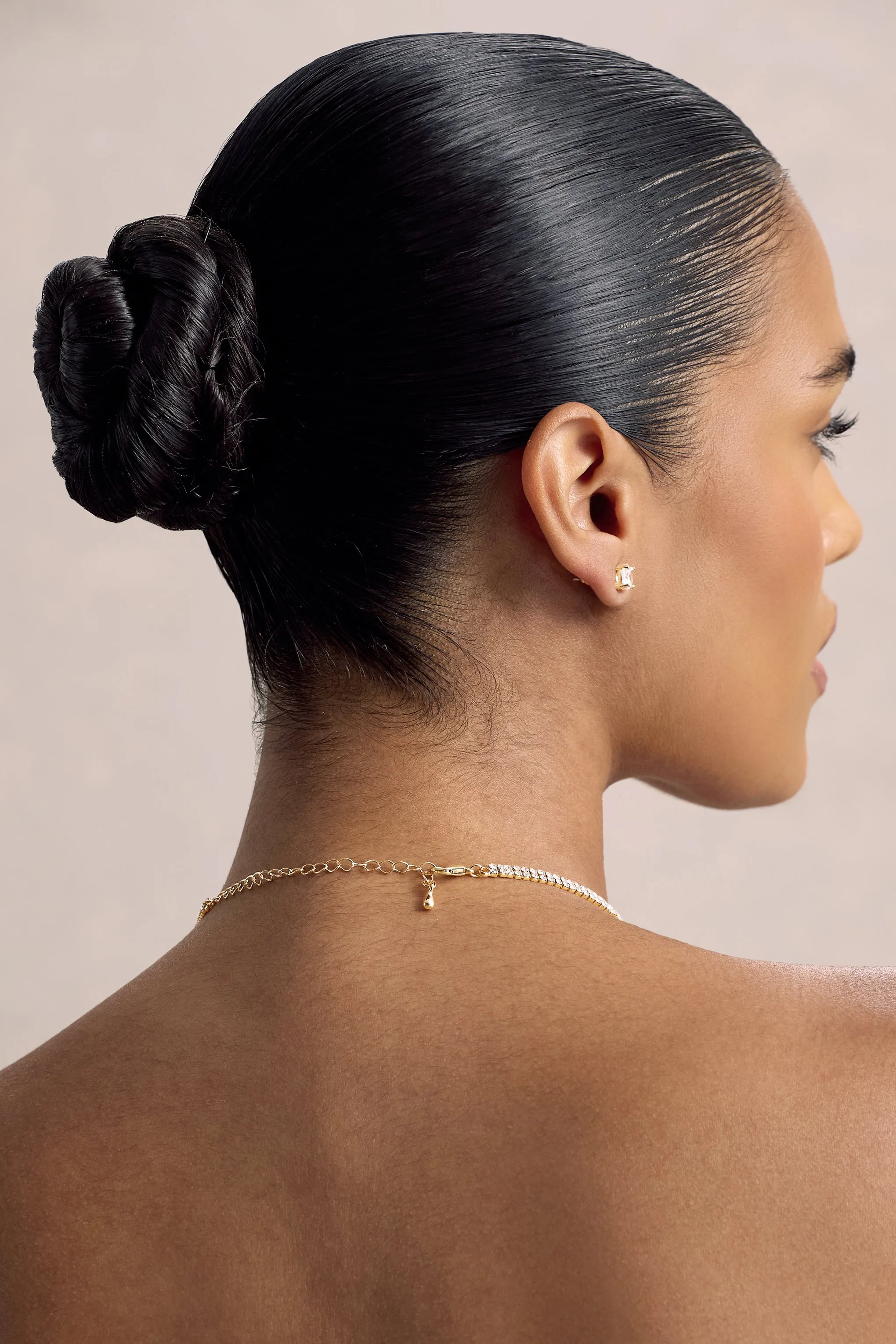 Dara | Gold Diamante Necklace sold by Club L London product image thumbnail 2