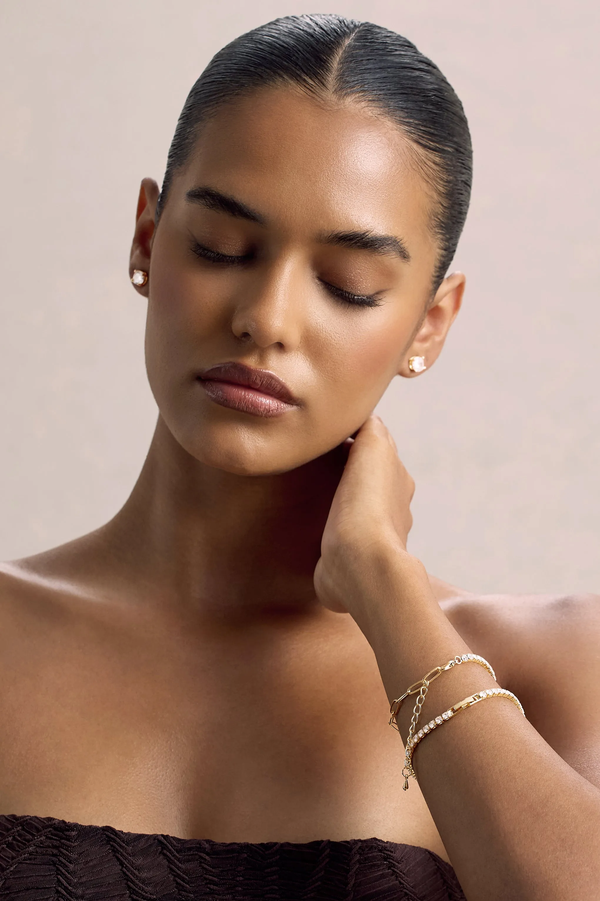 Libya | Gold Diamante Bracelet sold by Club L London product image thumbnail 3