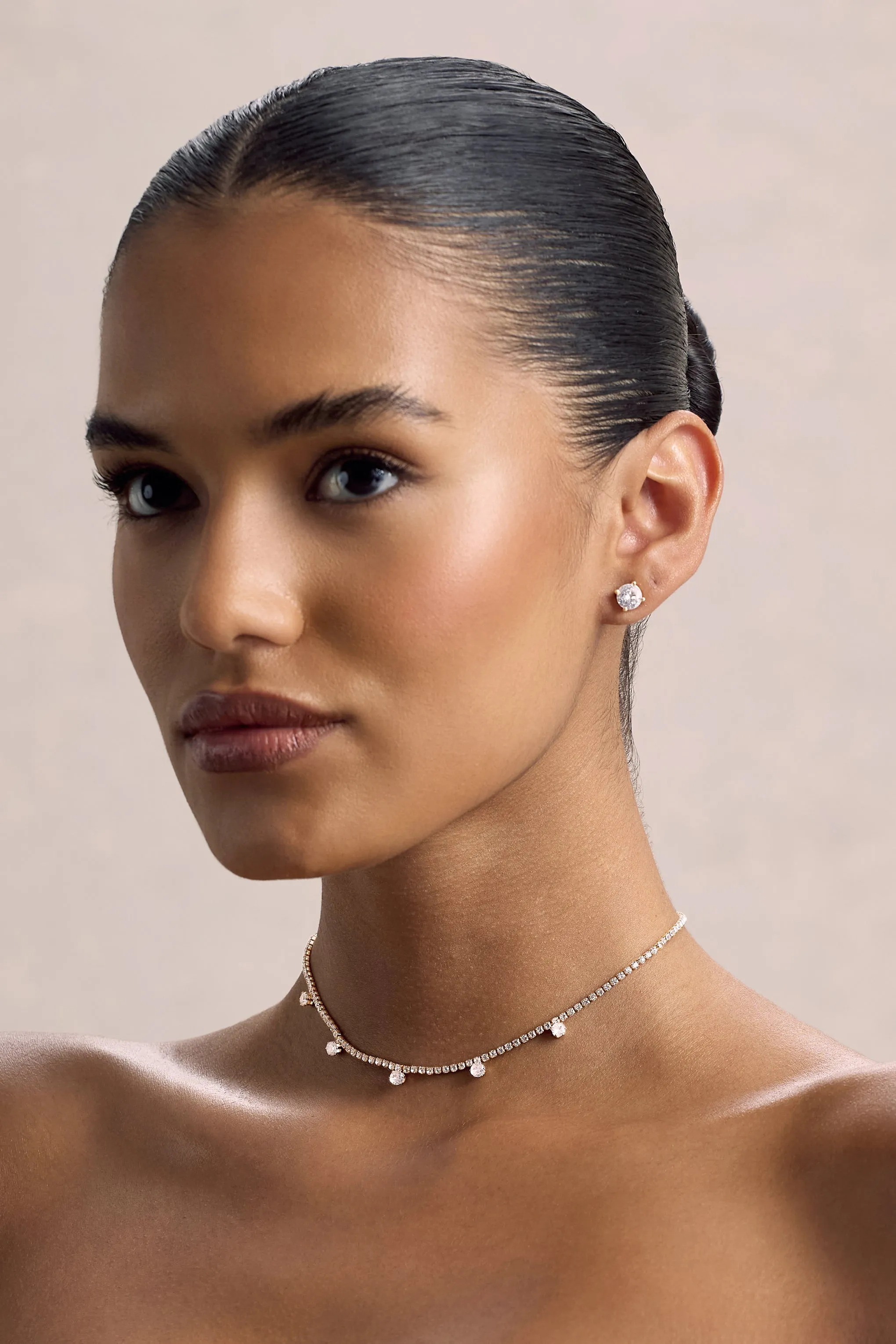 Glittering | Gold Diamante Necklace sold by Club L London product image thumbnail 4