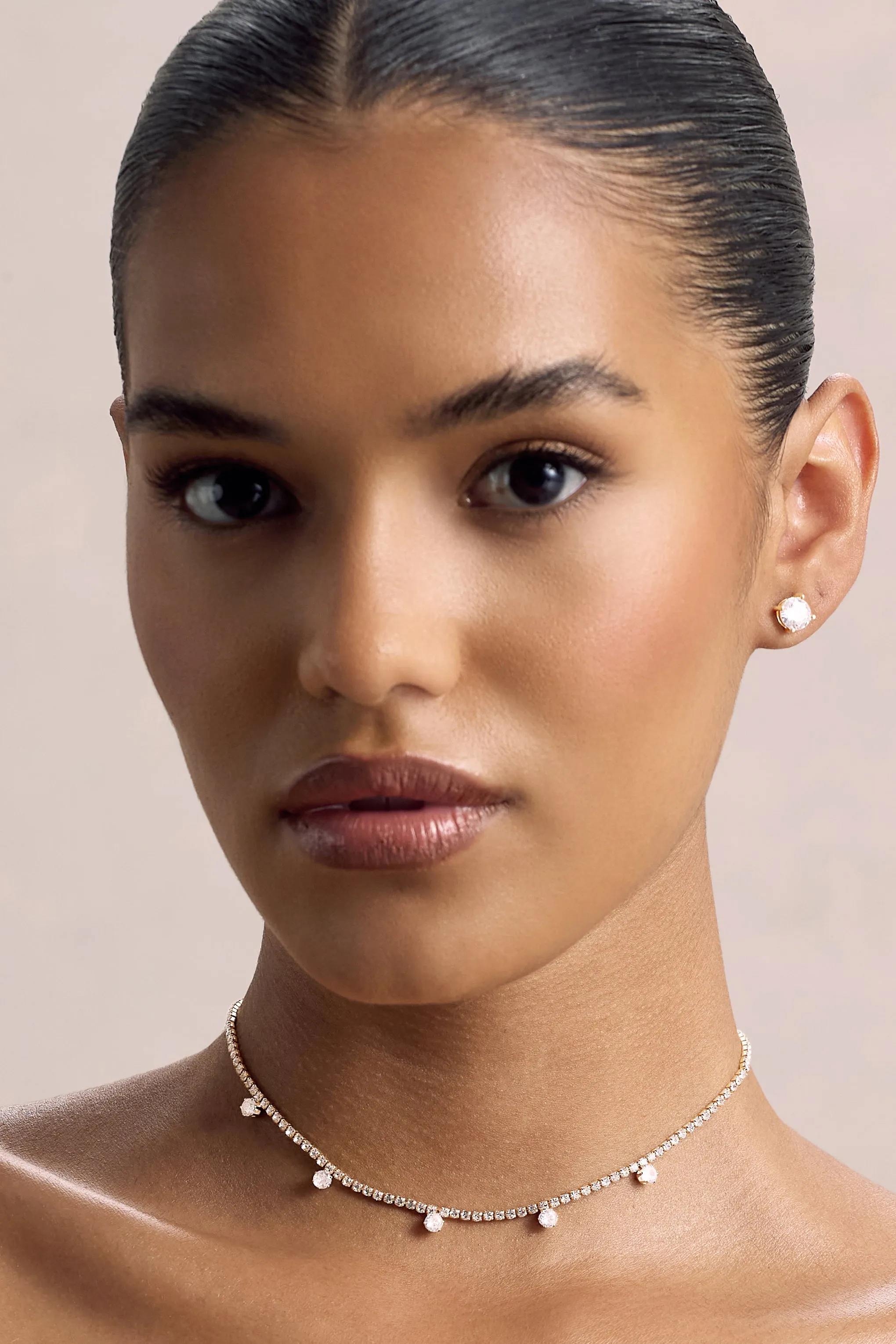 Glittering | Gold Diamante Necklace sold by Club L London product image thumbnail 2