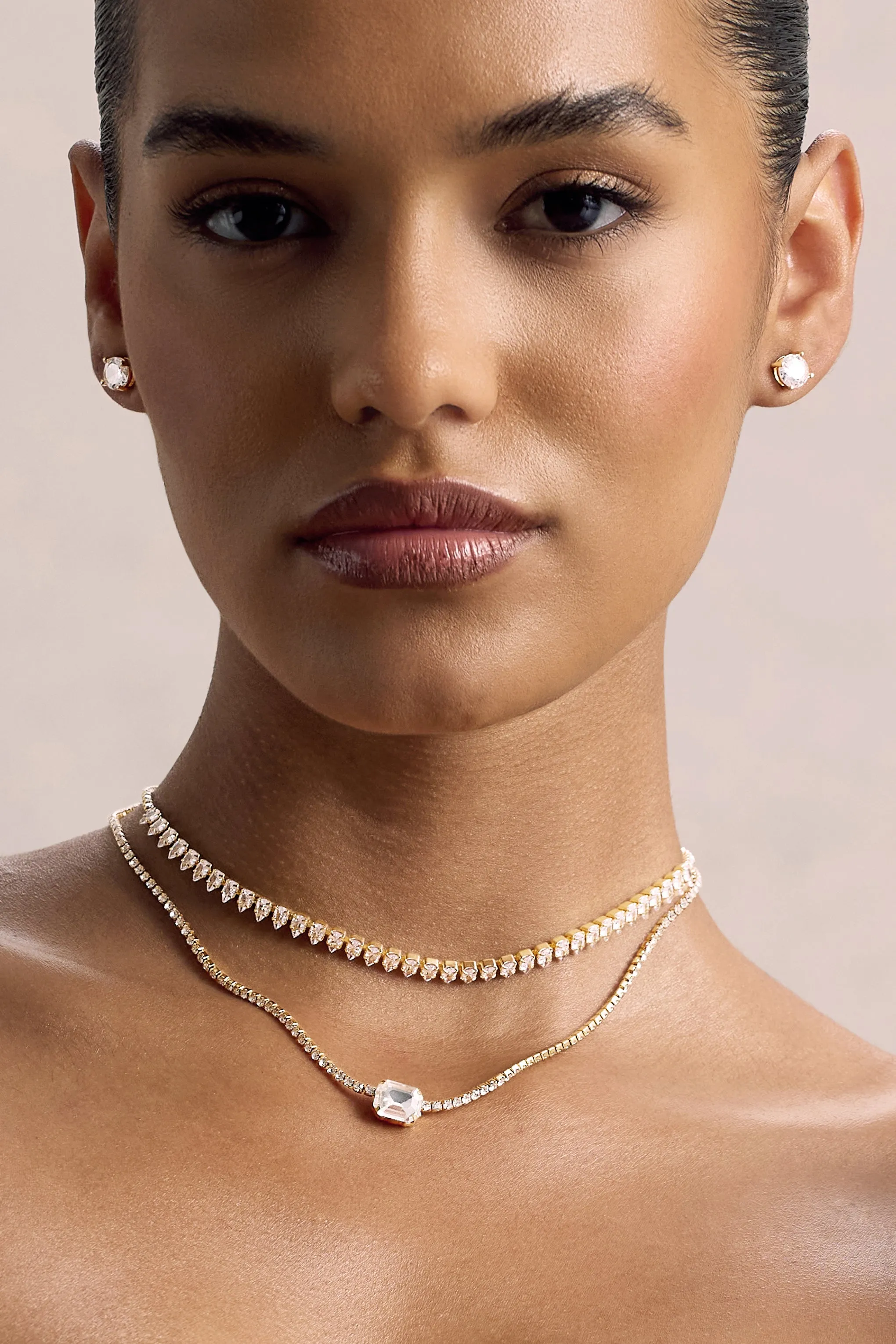 Agitia | Gold Diamante Layered Necklace sold by Club L London product image thumbnail 2