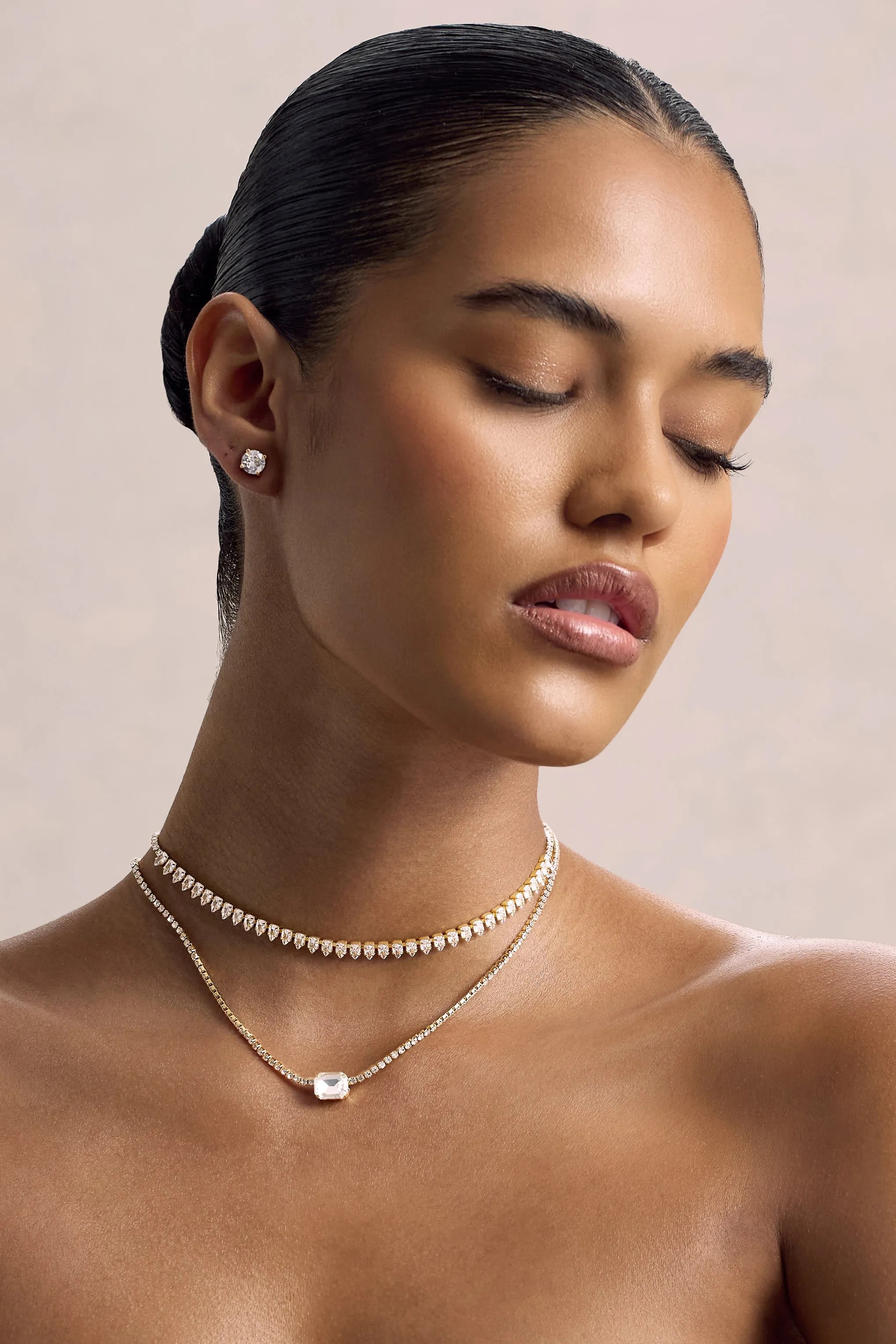 Agitia | Gold Diamante Layered Necklace sold by Club L London product image thumbnail 3