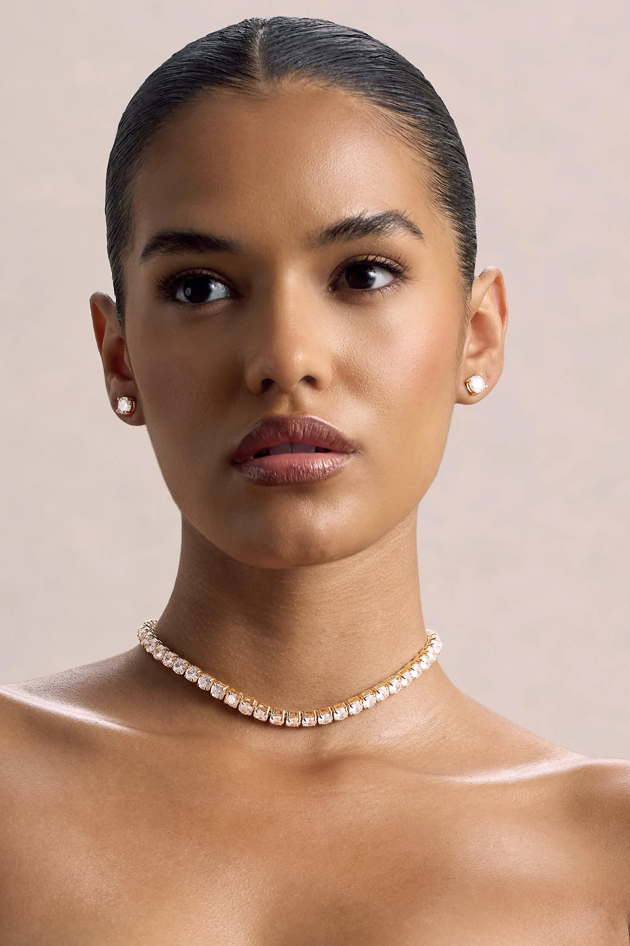 Gaze | Gold Diamante Necklace & Earrings Set sold by Club L London product image thumbnail 3