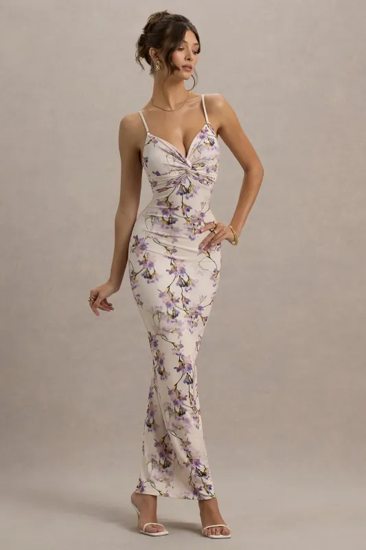 Luz | Lemon Floral Print Strappy Maxi Dress made by Club L London