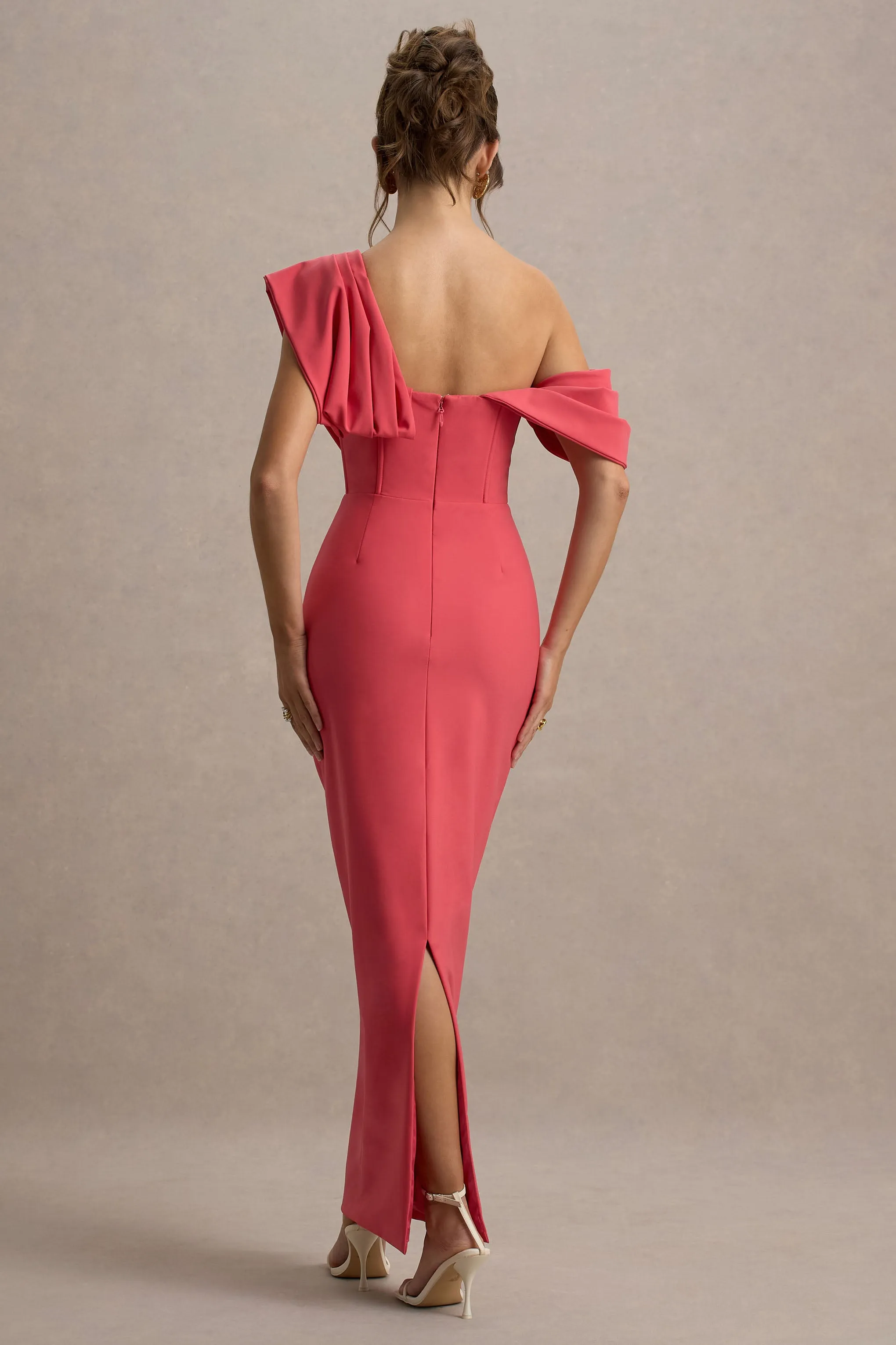 Angelina | Pink Draped Shoulder Maxi Dress sold by Club L London product image thumbnail 2