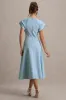 Linda | Powder Blue High-Neck Cap-Sleeve Midi Dress sold by Club L London
