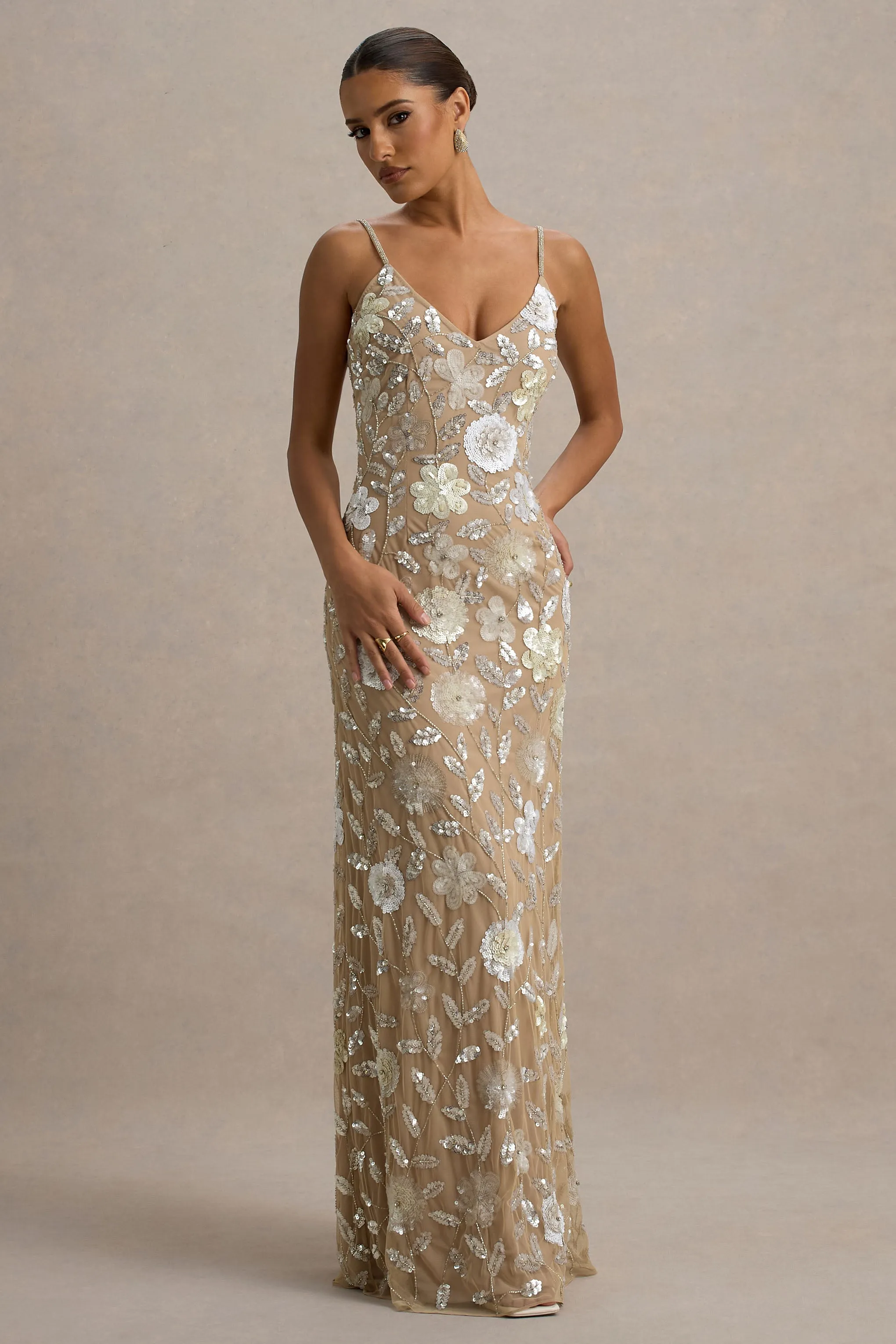 Gemini | Floral Embellished Strappy Maxi Dress sold by Club L London product image thumbnail 5