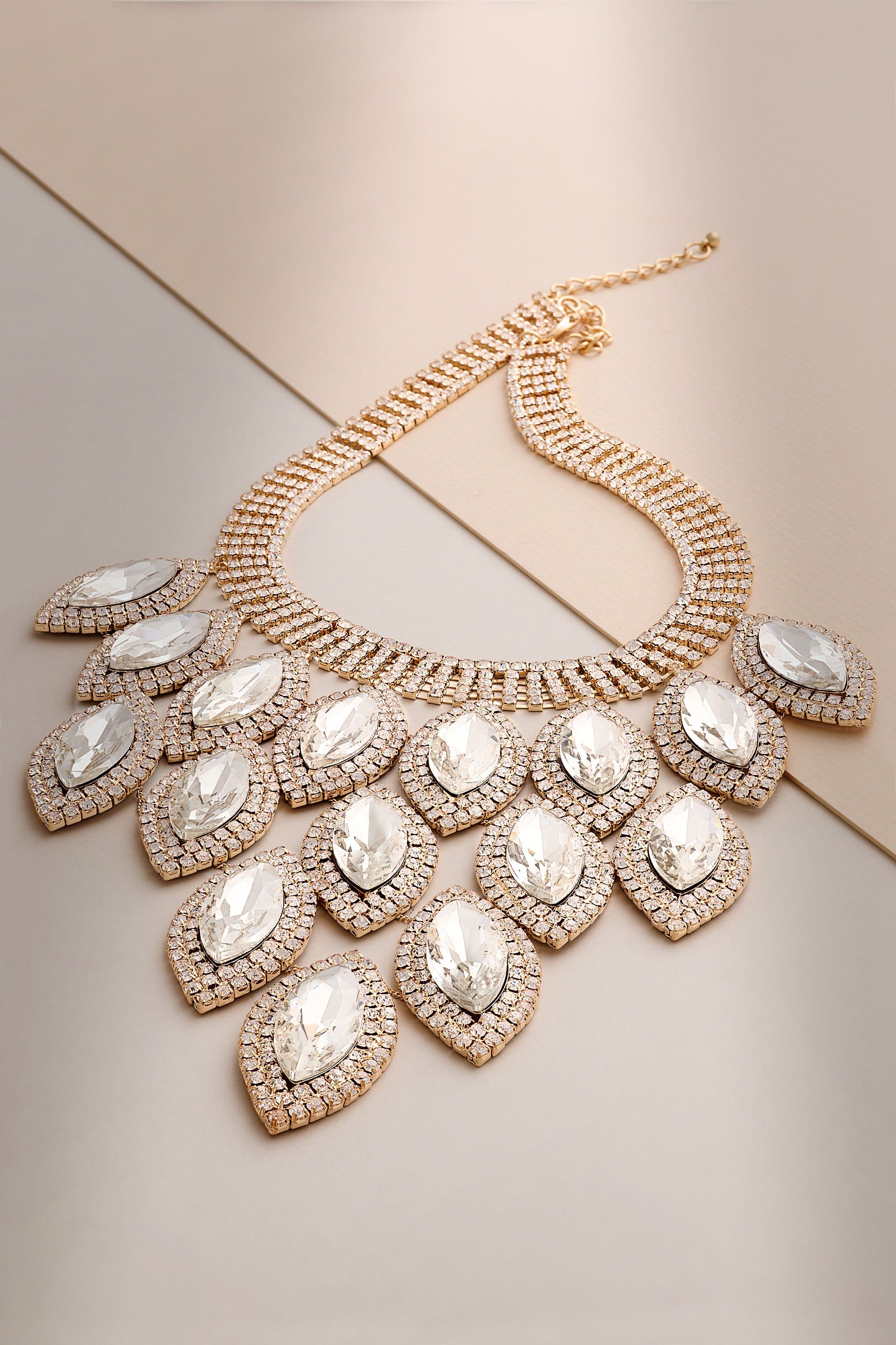 Alberta | Gold Statement Jewelled Necklace and Earrings sold by Club L London product image thumbnail 2