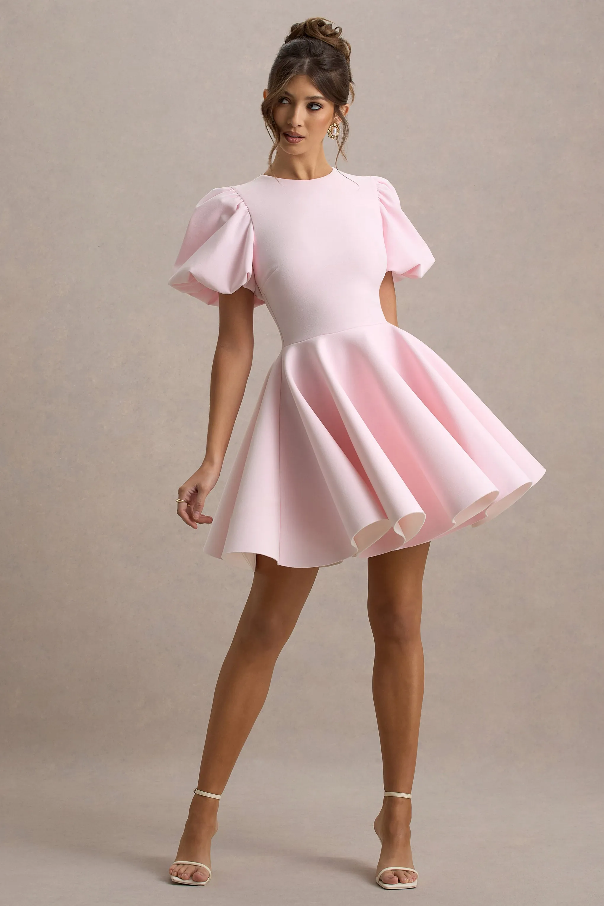 Emelia | Pink Puff-Sleeve Skater Dress sold by Club L London product image thumbnail 5
