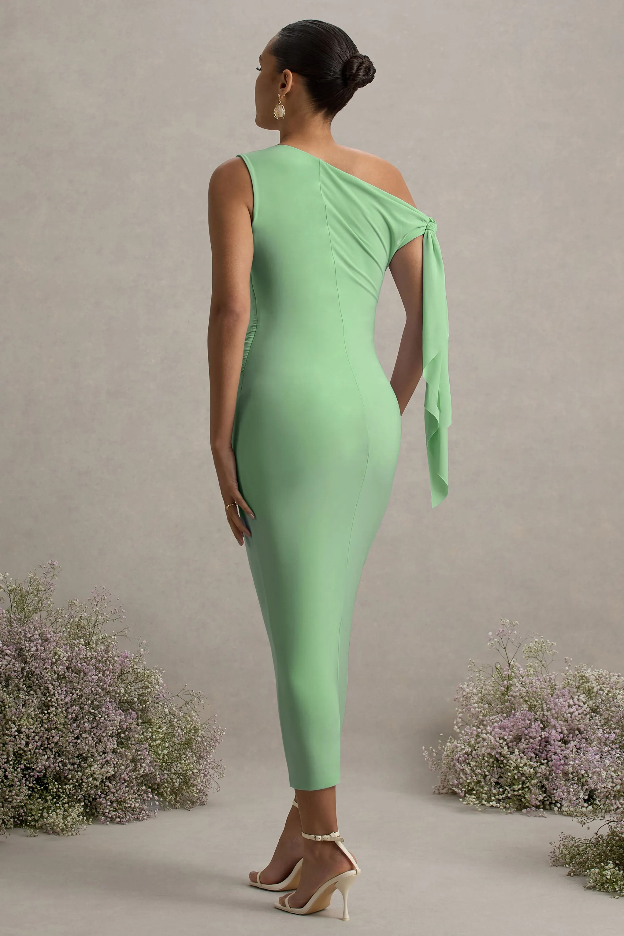 Katarine | Light Green Asymmetric Knot Maternity Midi Dress sold by Club L London product image thumbnail 2