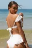 Sunkissed | White Broderie Ruffle-Trim Bikini Top sold by Club L London