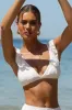 Sunkissed | White Broderie Ruffle-Trim Bikini Top sold by Club L London