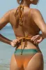 Akima | Ombre Print Triangle Ring-Detail Bikini Top sold by Club L London