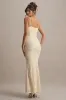 Felicia | Lemon Satin Sweetheart Maxi Dress With Lace Details sold by Club L London