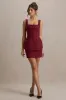 Maci | Berry Tailored Square-Neck Mini Dress sold by Club L London