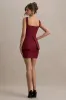 Maci | Berry Tailored Square-Neck Mini Dress sold by Club L London