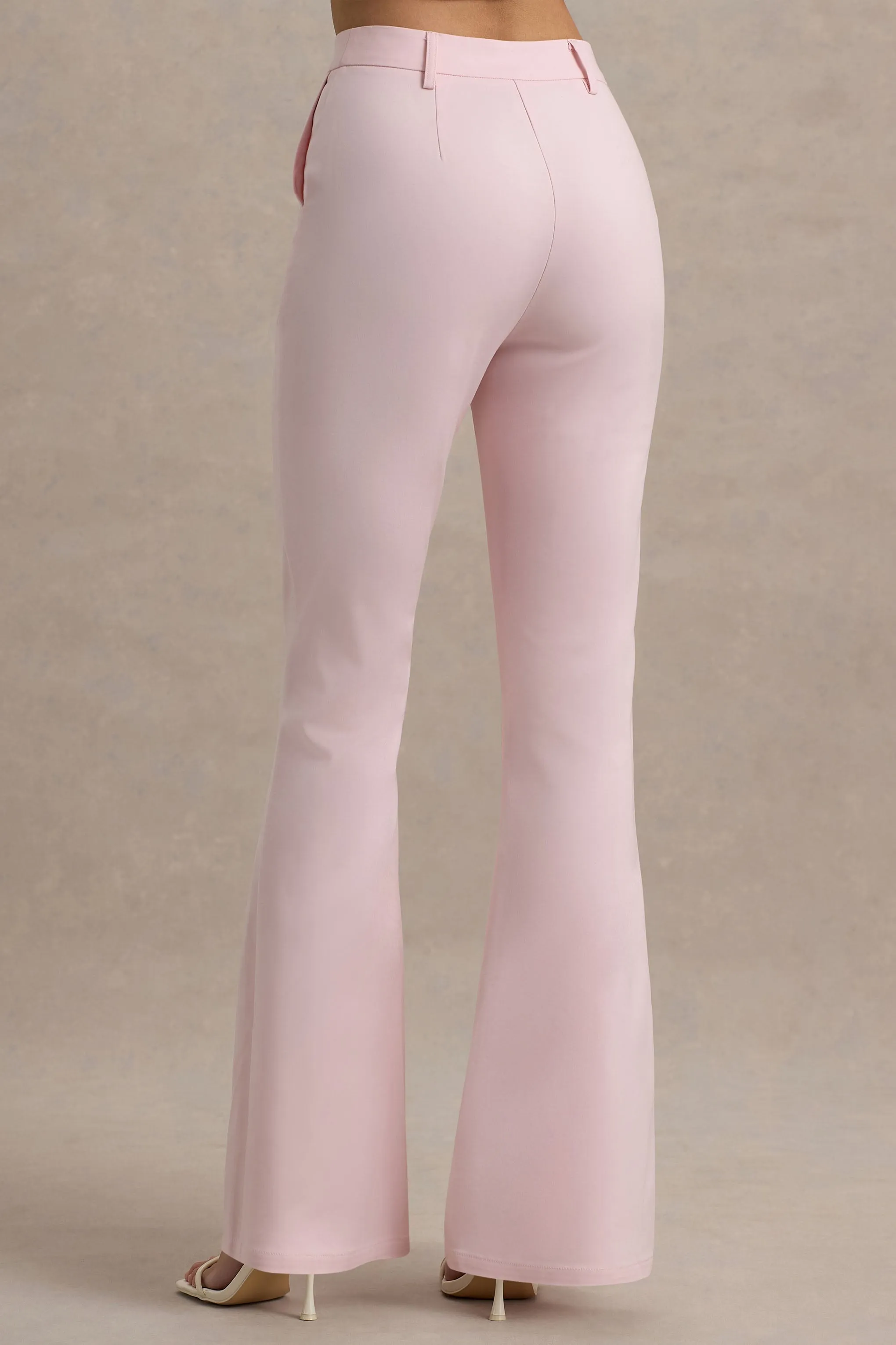 Carina | Pink Flared-Leg Tailored Trousers sold by Club L London product image thumbnail 4