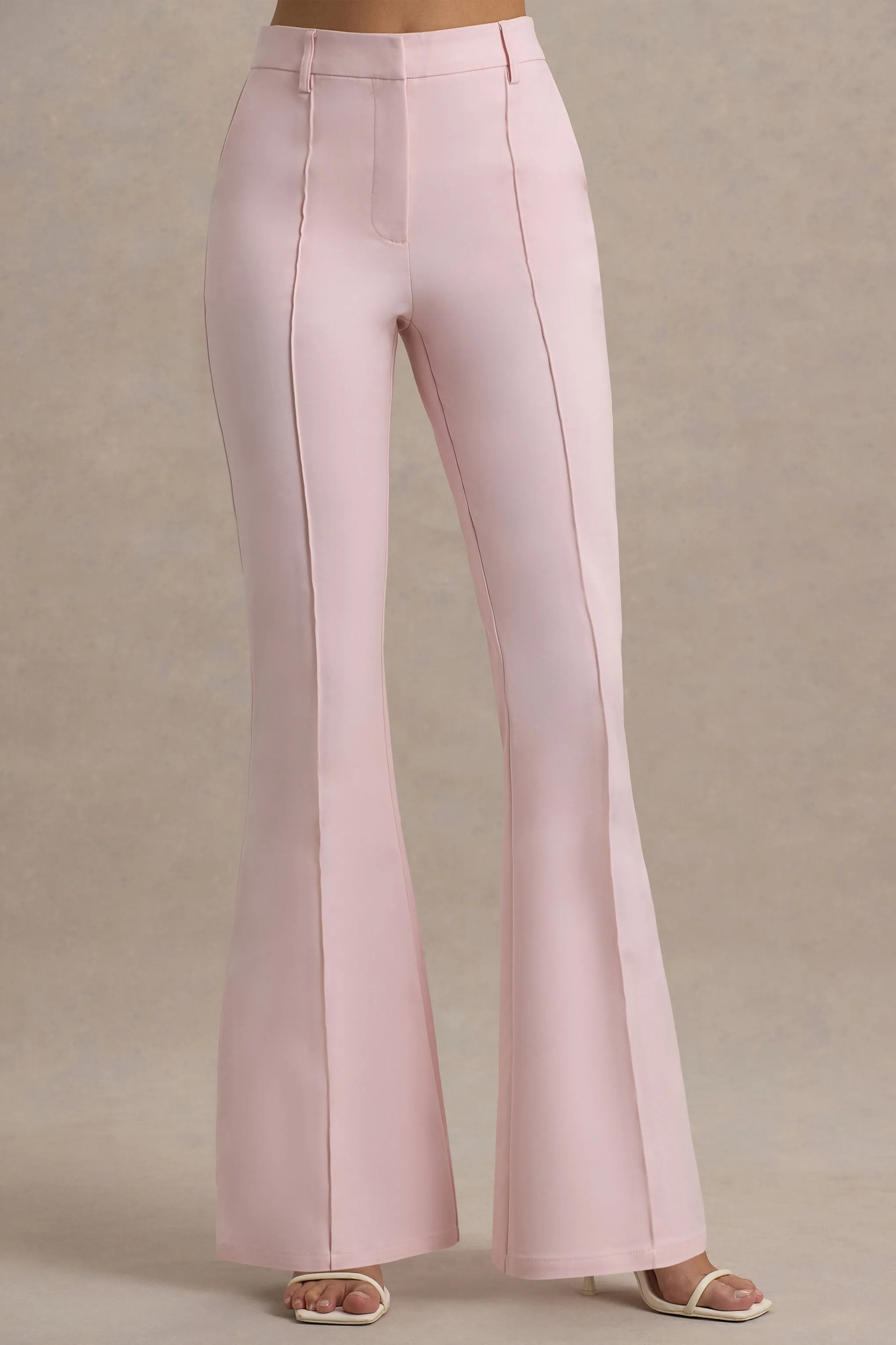 Carina | Pink Flared-Leg Tailored Trousers sold by Club L London product image thumbnail 3