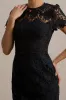 Clarissa | Black Lace Short-Sleeve Pleated Midi Dress sold by Club L London