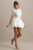 Taffy | White Lace Mini Dress With Satin Puffball Skirt sold by Club L London