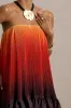 Tropical | Orange Ombre Satin Mini Dress With Ruffle Hem sold by Club L London