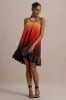 Tropical | Orange Ombre Satin Mini Dress With Ruffle Hem sold by Club L London