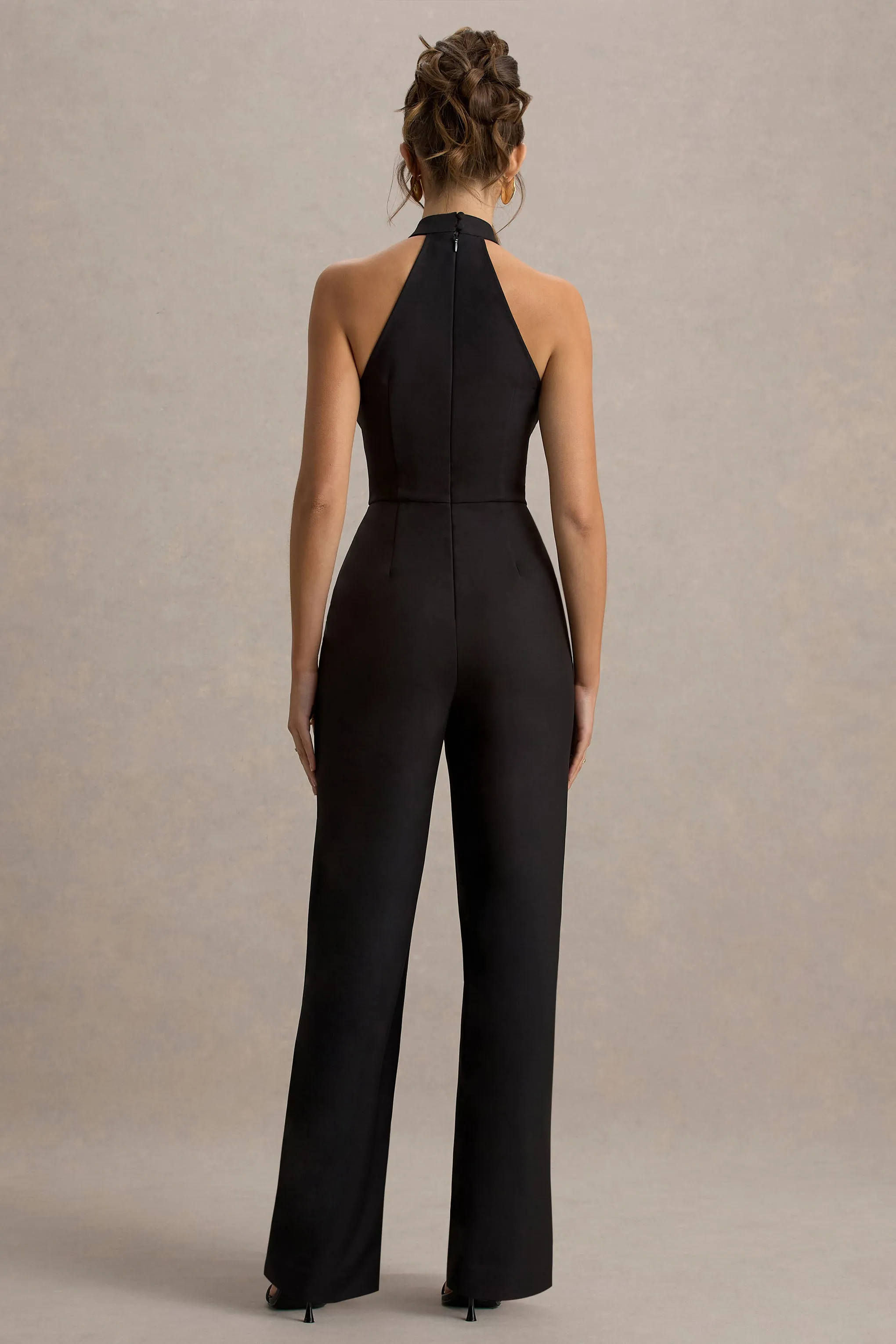 Kami | Black High-Neck Embroidered Jumpsuit sold by Club L London product image thumbnail 2