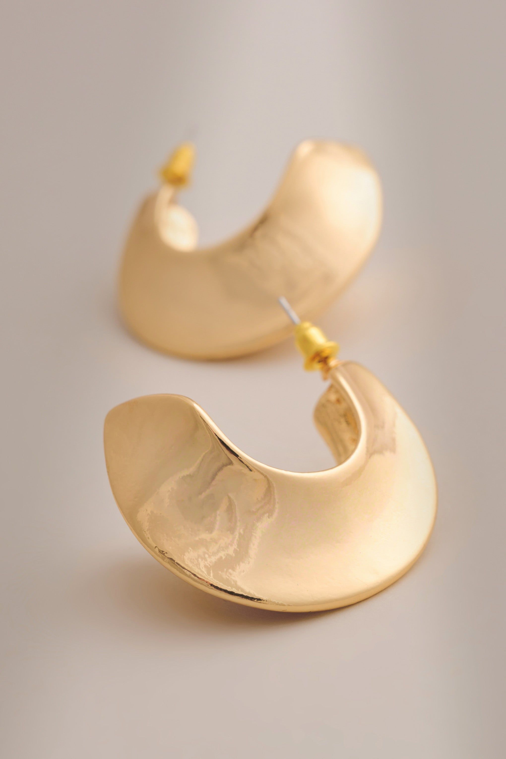 Malta | Gold Chunky Hoop Earrings sold by Club L London product image thumbnail 2