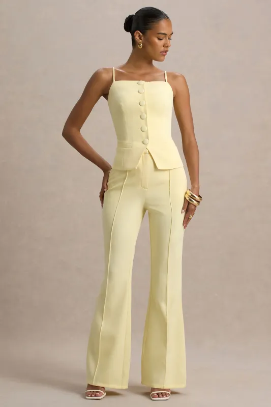 Jada | Lemon Tailored Flared-Leg Trousers sold by Club L London