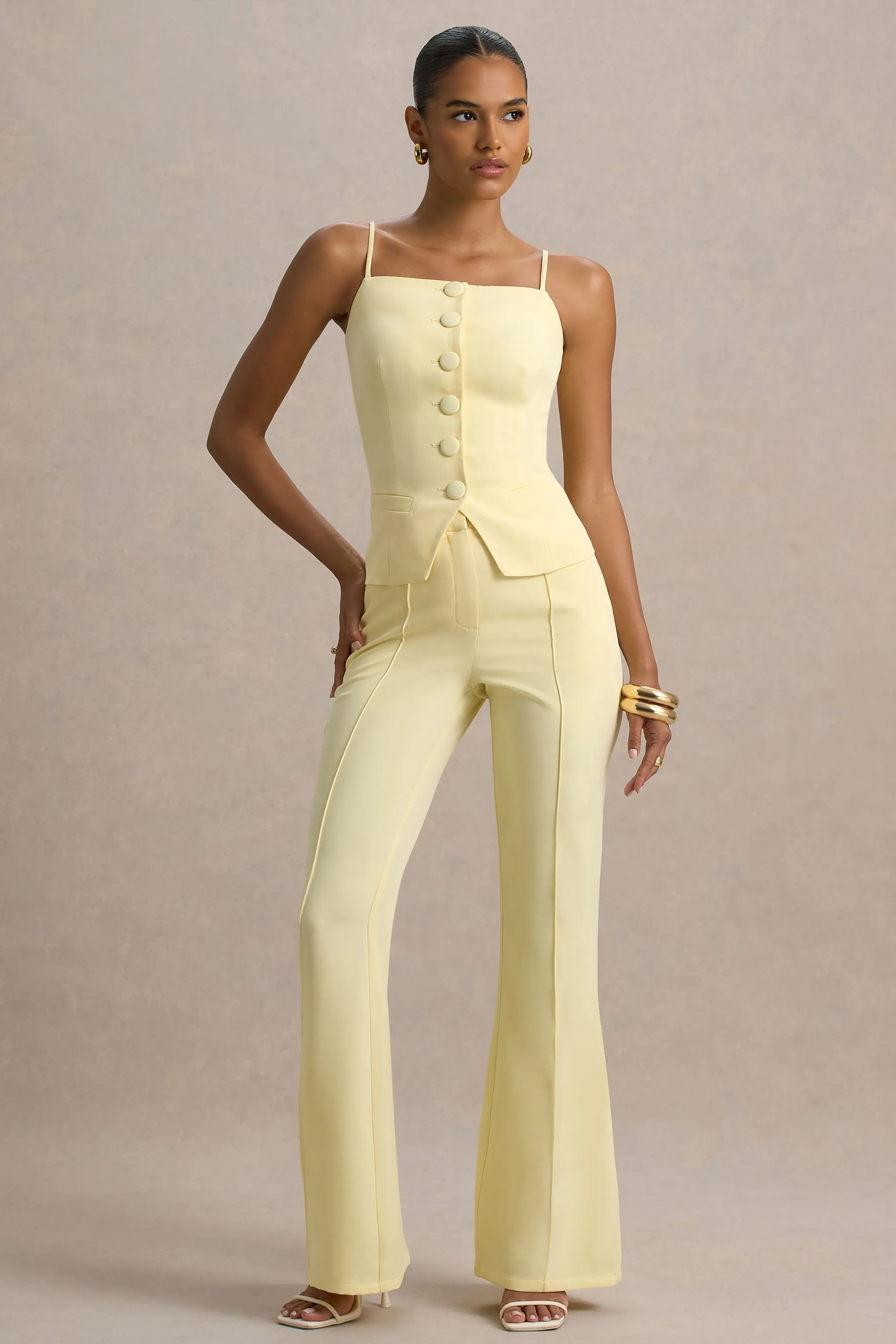 Jada | Lemon Tailored Flared-Leg Trousers sold by Club L London product image thumbnail 5