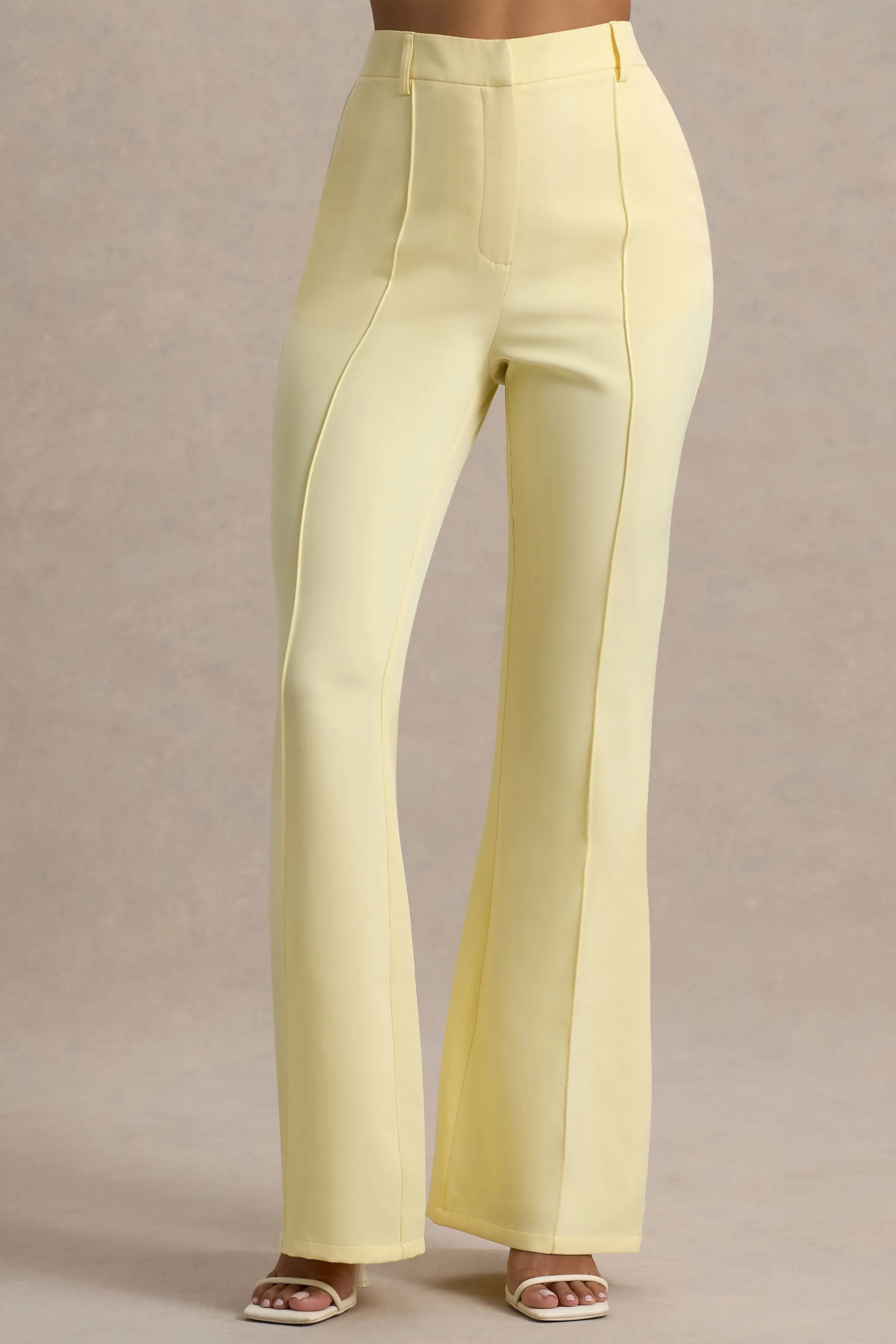 Jada | Lemon Tailored Flared-Leg Trousers sold by Club L London product image thumbnail 3