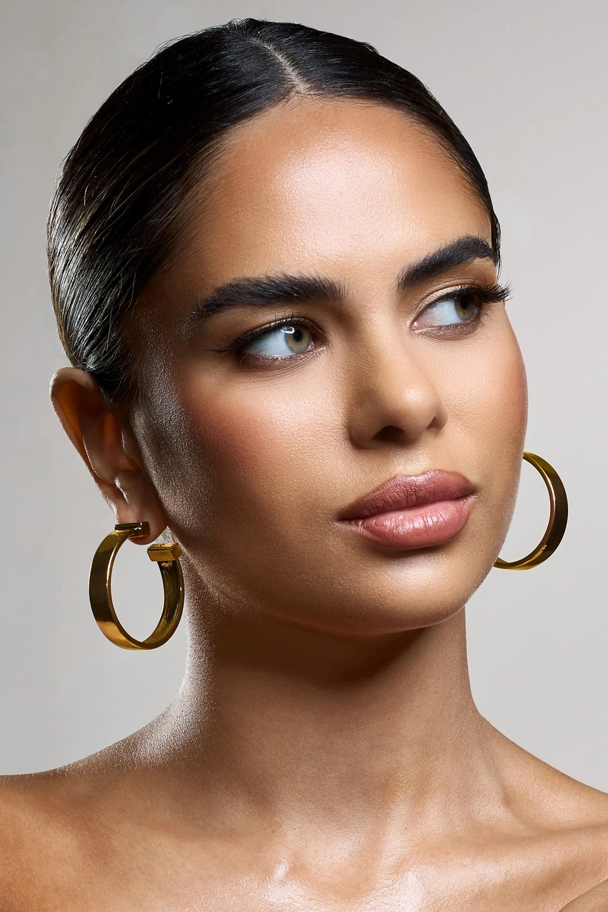 Amery | Gold Chunky Hoop Earrings sold by Club L London product image thumbnail 2