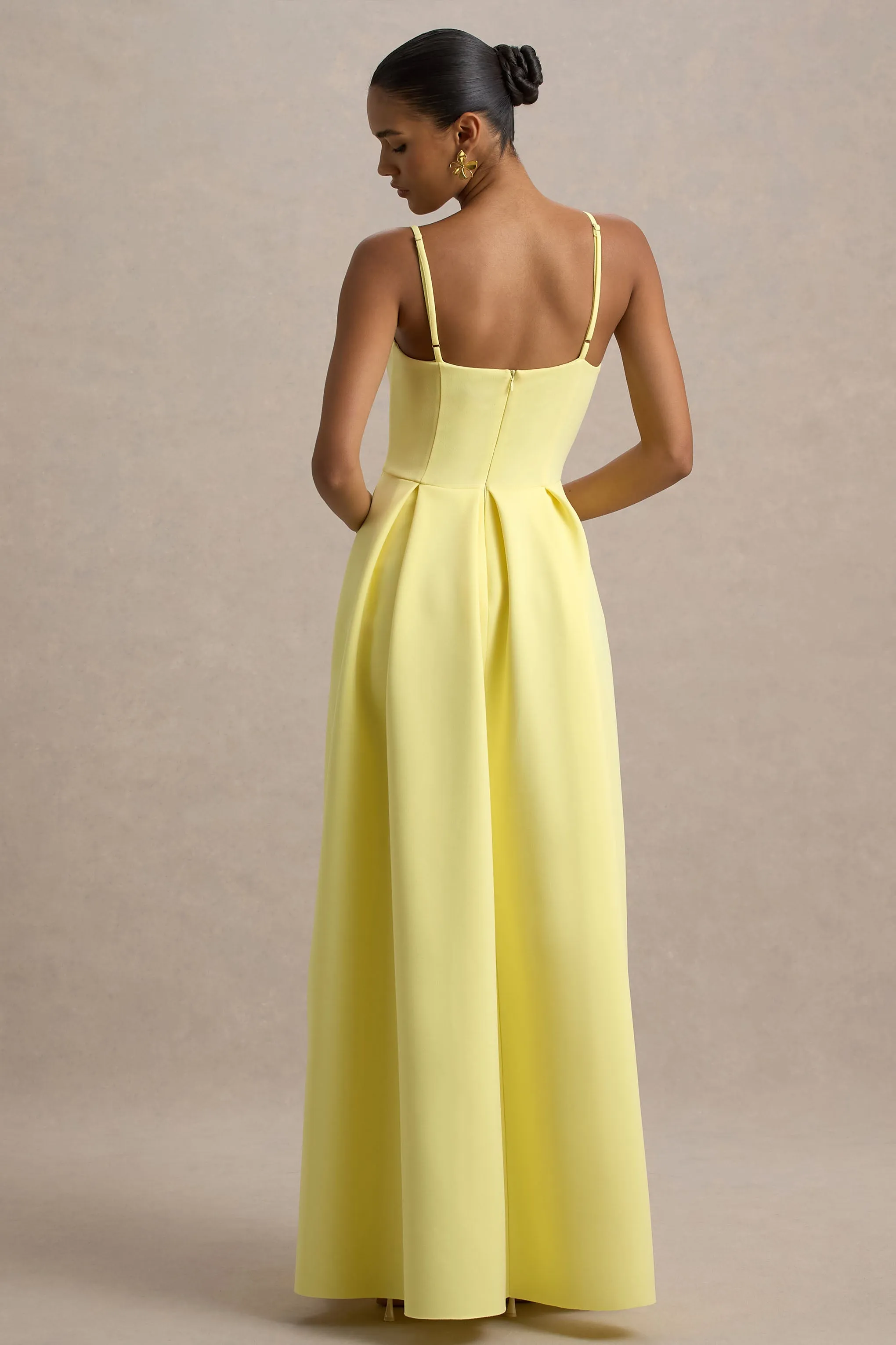 Bambina | Lemon Scoop-Neck Pleated Maxi Dress sold by Club L London product image thumbnail 2