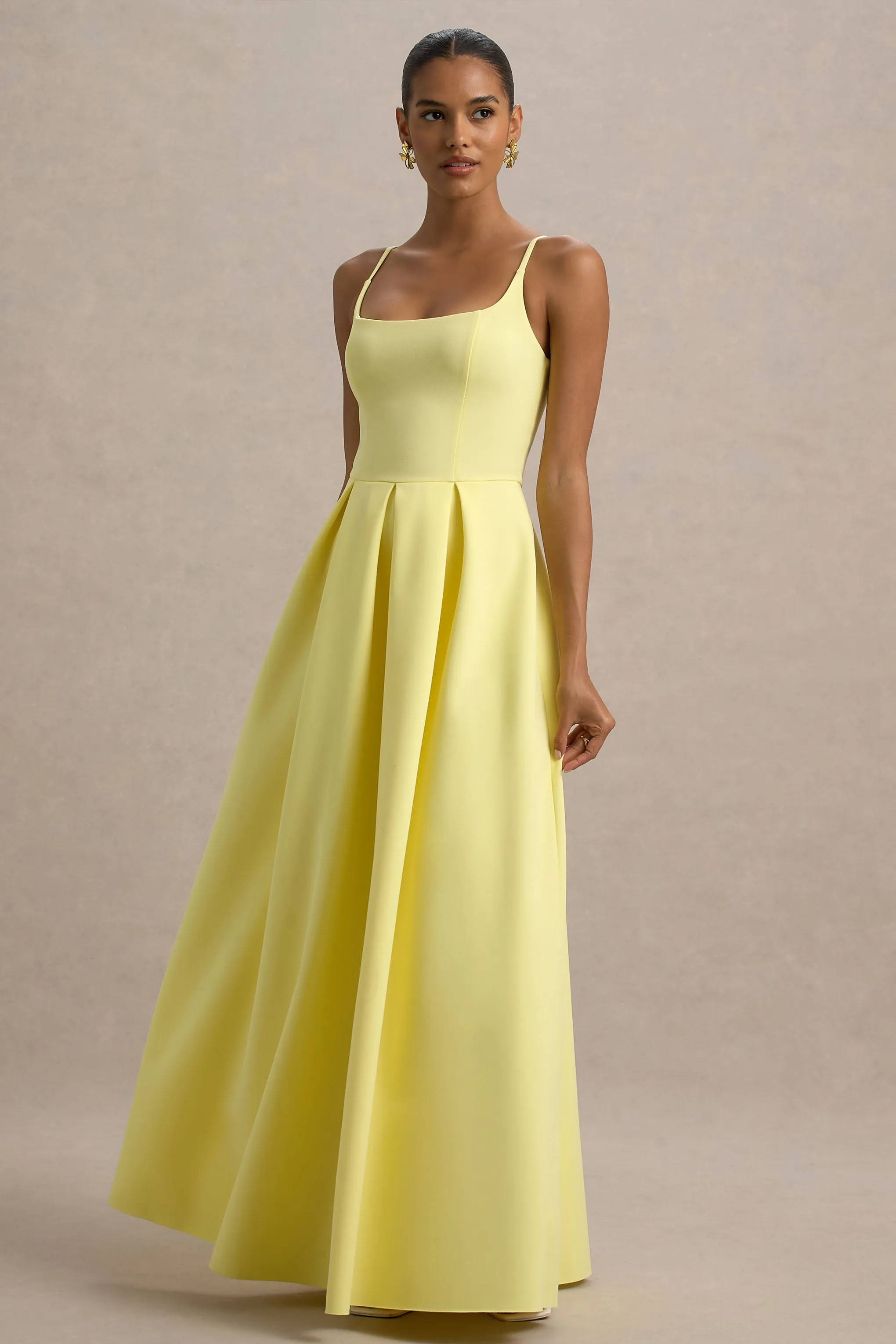 Bambina | Lemon Scoop-Neck Pleated Maxi Dress sold by Club L London product image thumbnail 5