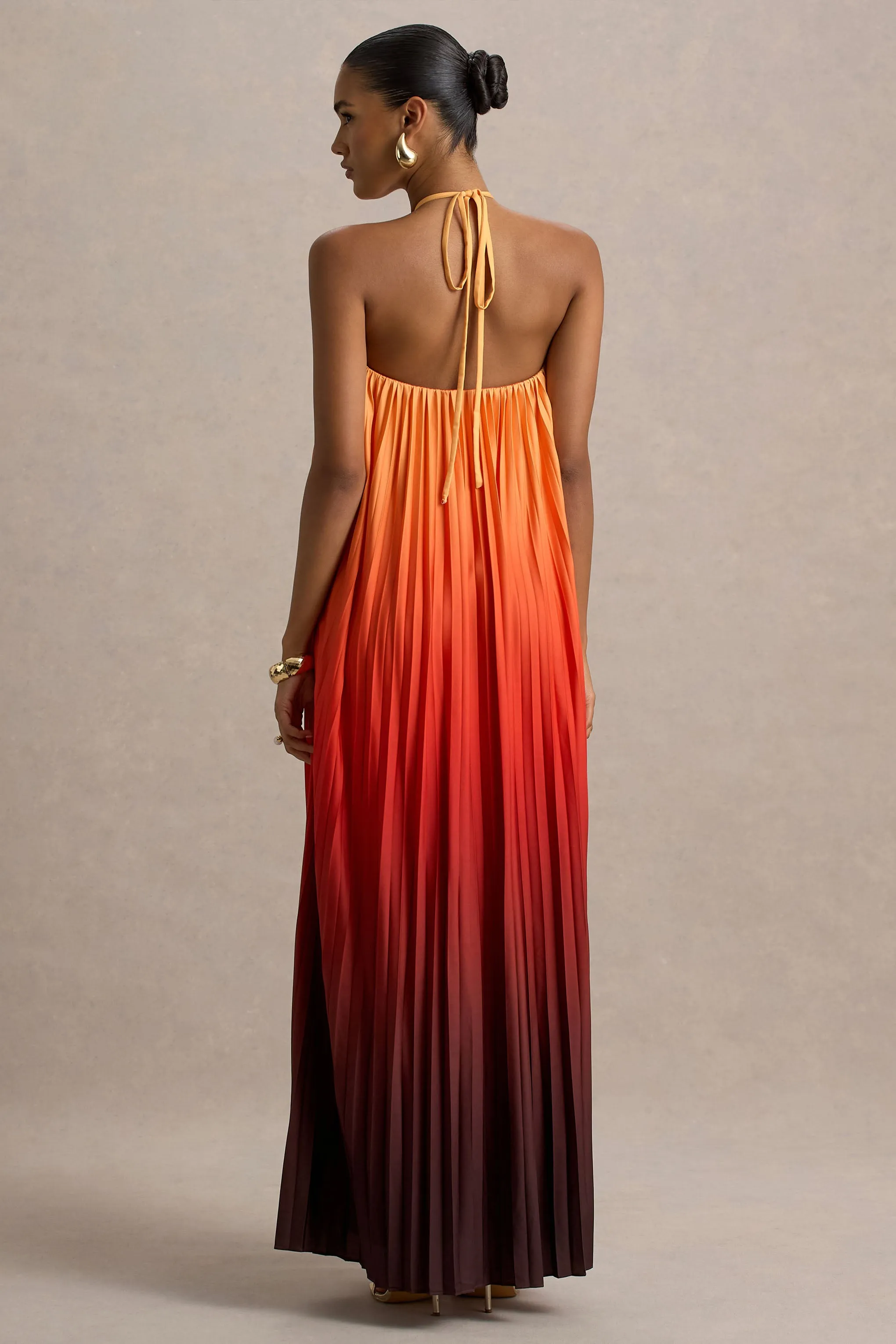 Anacapri | Orange Ombre Halter-Neck Backless Maxi Dress sold by Club L London product image thumbnail 2
